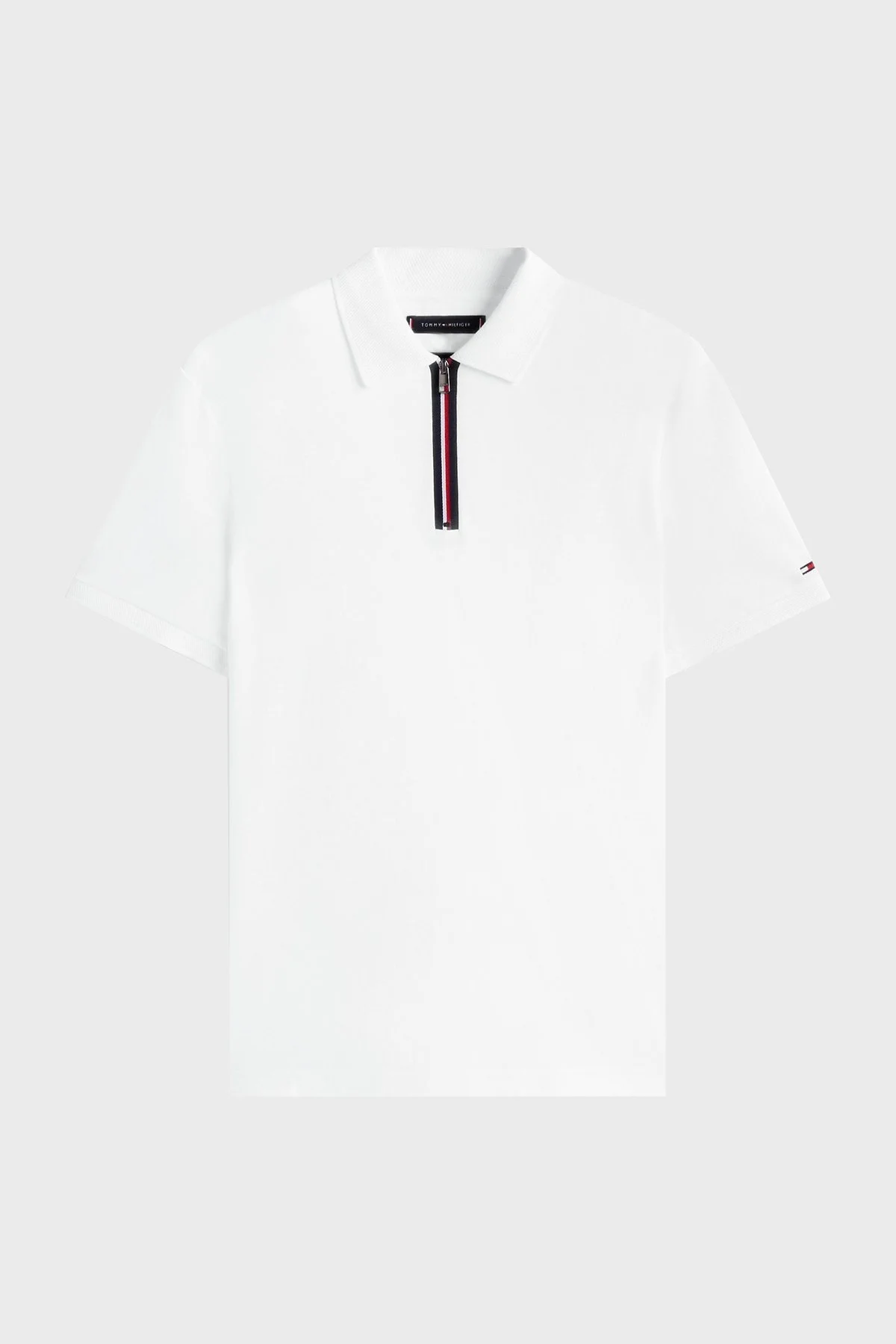 Tommy Hilfiger % 100 Pamuk Regular Fit Yarım Fermuarlı Erkek Polo Yaka T Shirt MW0MW39552 YBR BEYAZ - 5