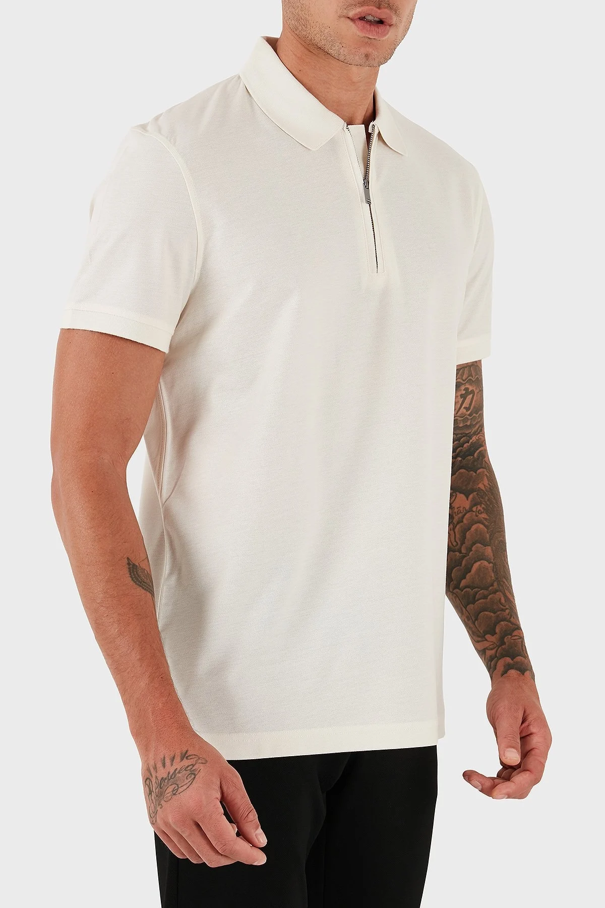 Tommy Hilfiger % 100 Pamuk Regular Fit Yarım Fermuarlı Erkek Polo Yaka T Shirt MW0MW39769 Z00 AÇIK BEJ - 4