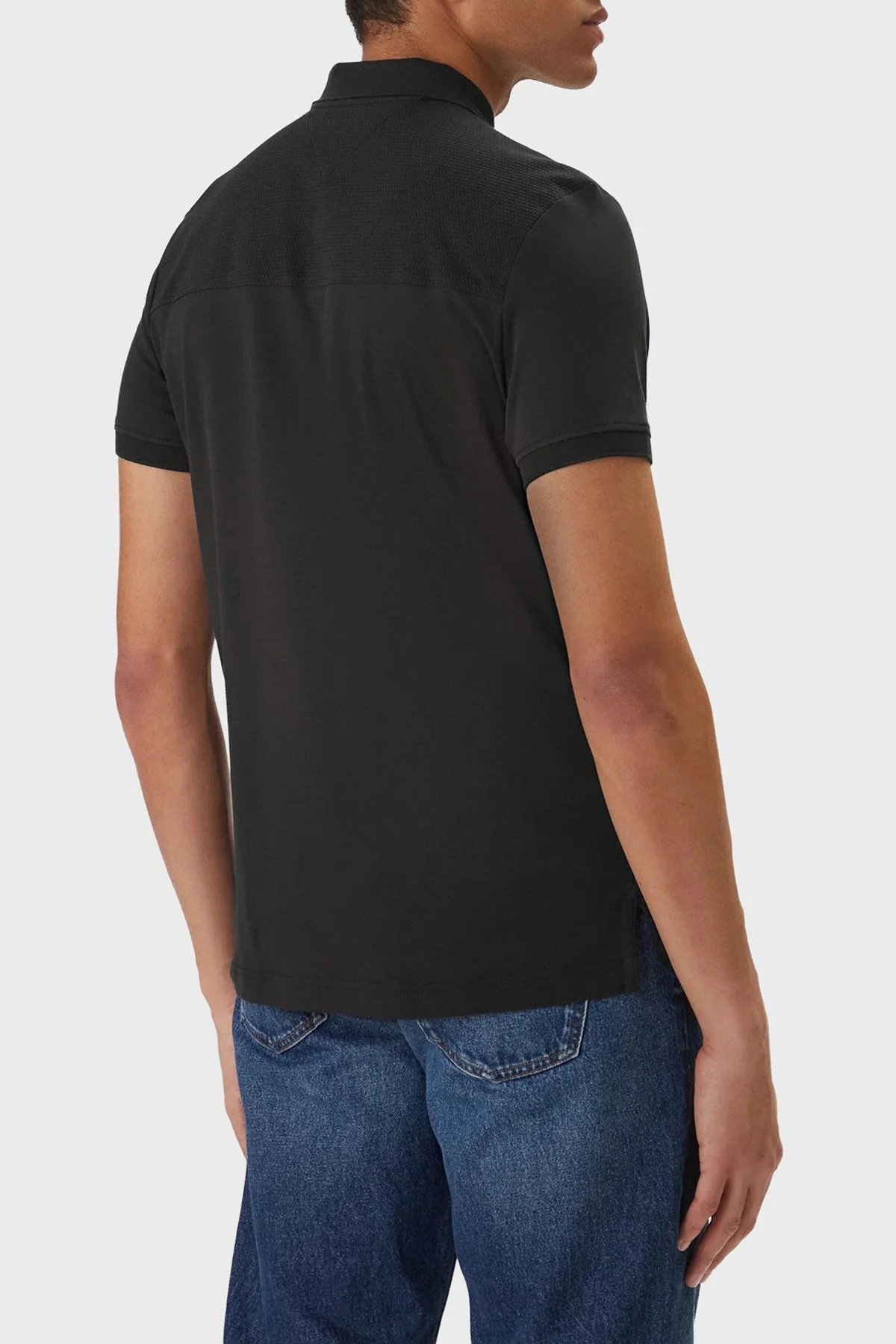 Tommy Hilfiger % 100 Pamuk Regular Fit Yarım Fermuarlı Erkek Polo Yaka T Shirt MW0MW41613 BDS SİYAH - 3