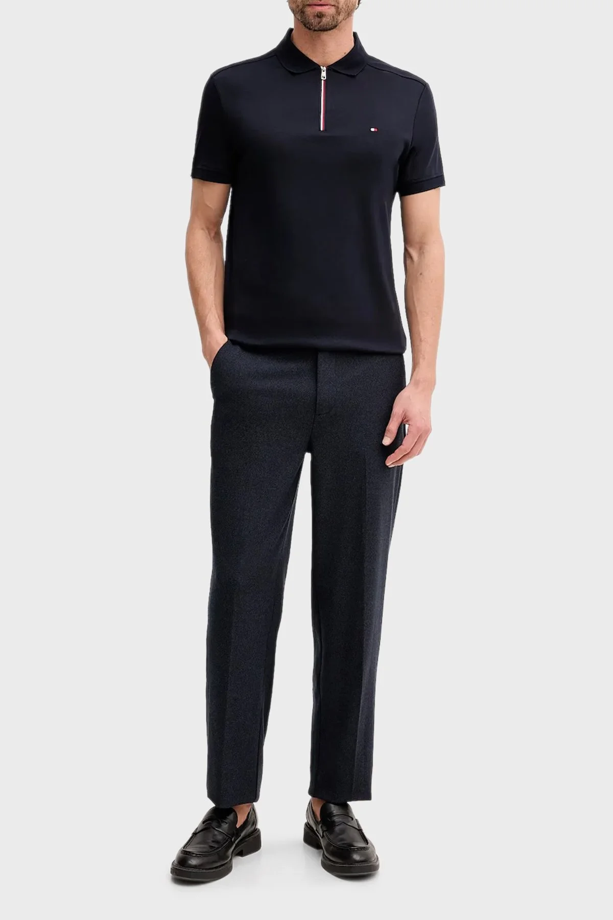 Tommy Hilfiger % 100 Pamuk Regular Fit Yarım Fermuarlı Erkek Polo Yaka T Shirt MW0MW41613 DW5 LACİVERT - 2