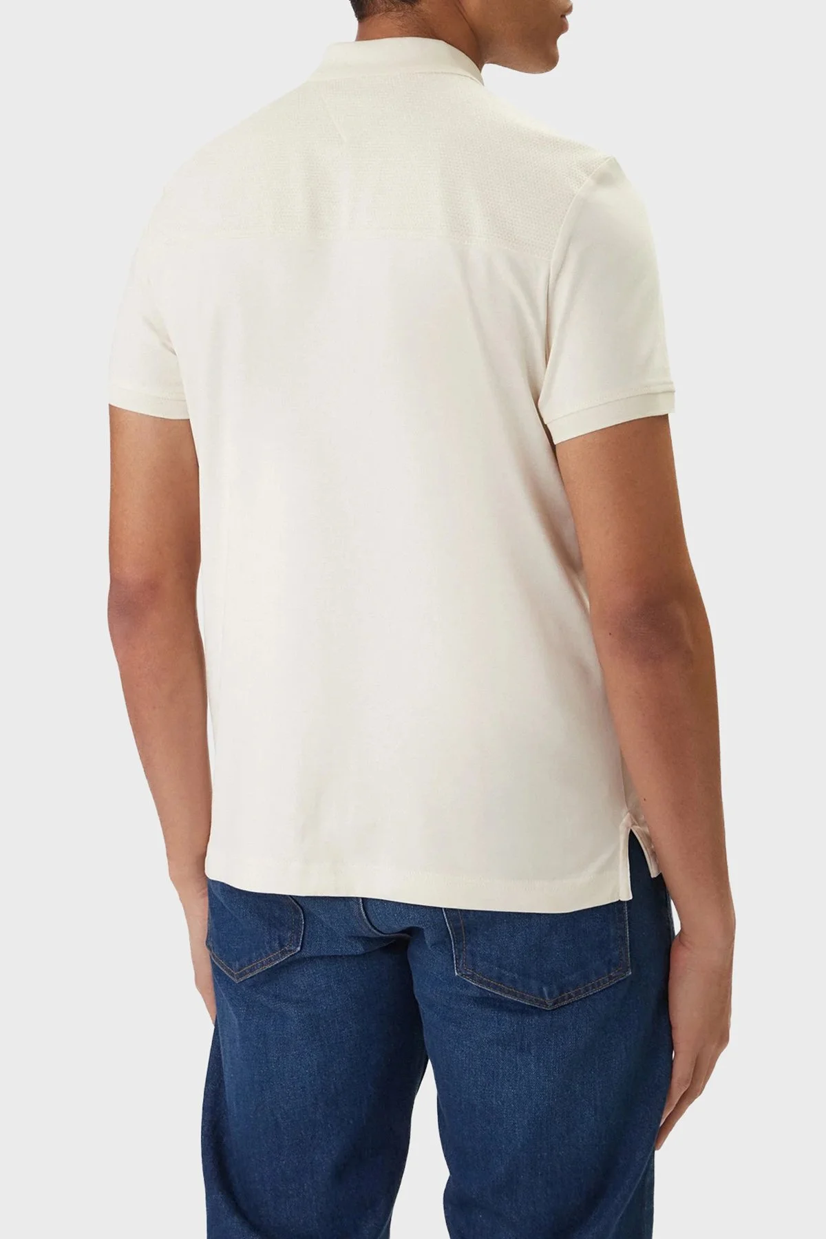 Tommy Hilfiger % 100 Pamuk Regular Fit Yarım Fermuarlı Erkek Polo Yaka T Shirt MW0MW41613 Z00 AÇIK BEJ - 3