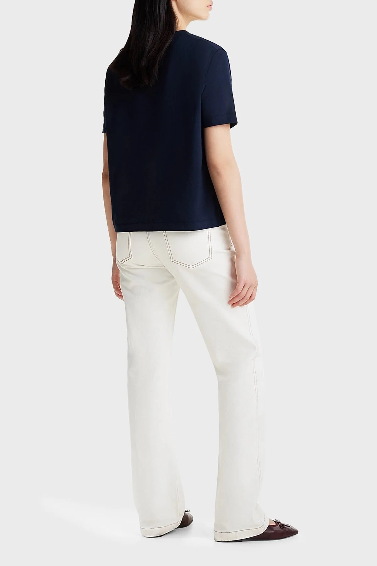 Tommy Hilfiger % 100 Pamuk Relaxed Fit Bisiklet Yaka Bayan T Shirt WW0WW43597 C1G LACİVERT - 2