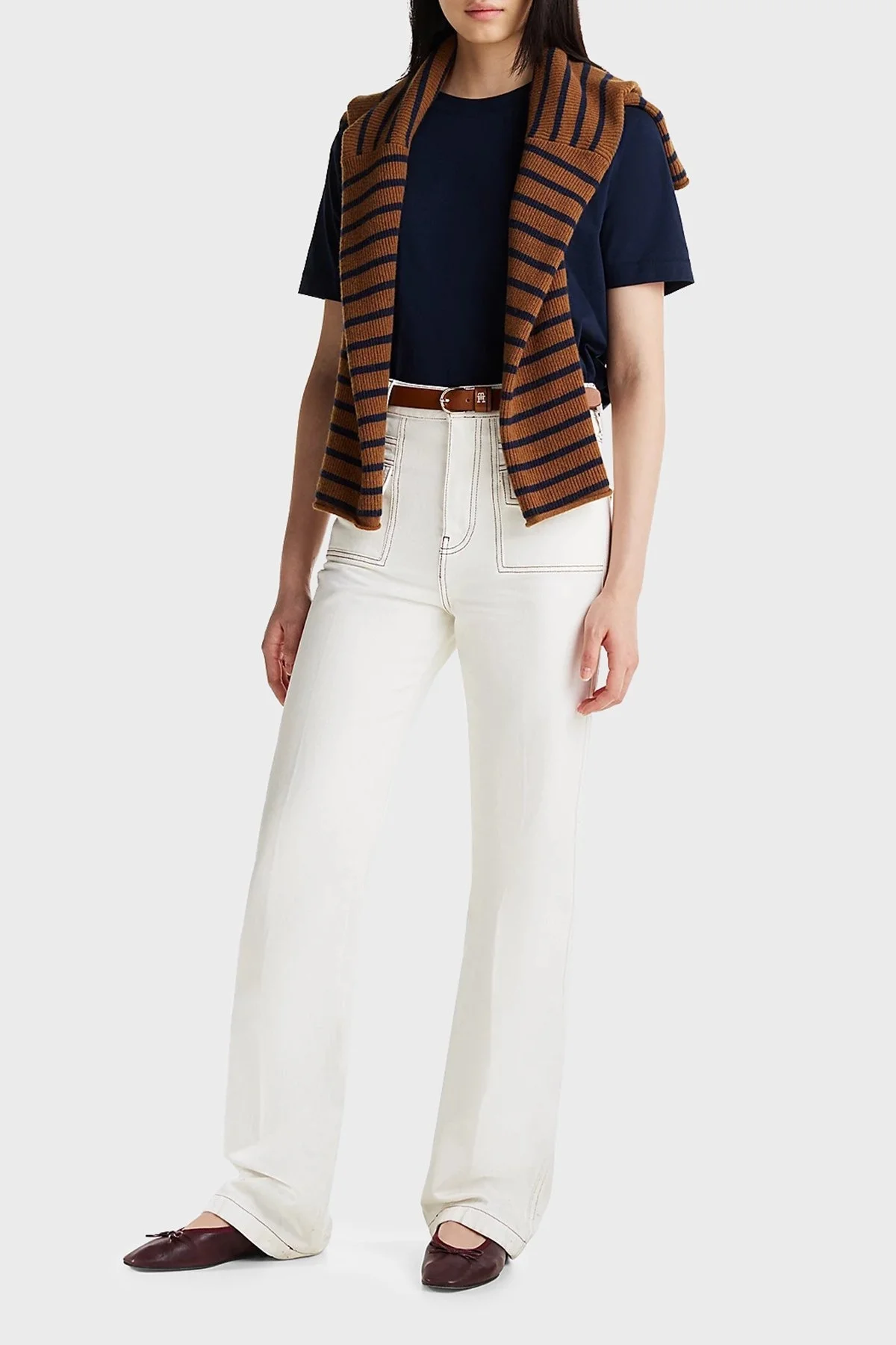 Tommy Hilfiger % 100 Pamuk Relaxed Fit Bisiklet Yaka Bayan T Shirt WW0WW43597 C1G LACİVERT - 3