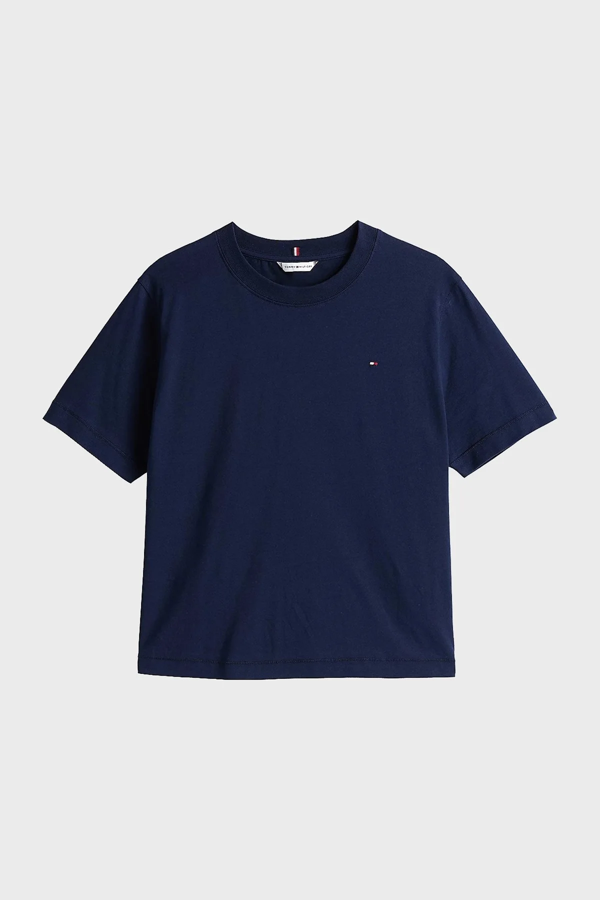 Tommy Hilfiger % 100 Pamuk Relaxed Fit Bisiklet Yaka Bayan T Shirt WW0WW43597 C1G LACİVERT - 5