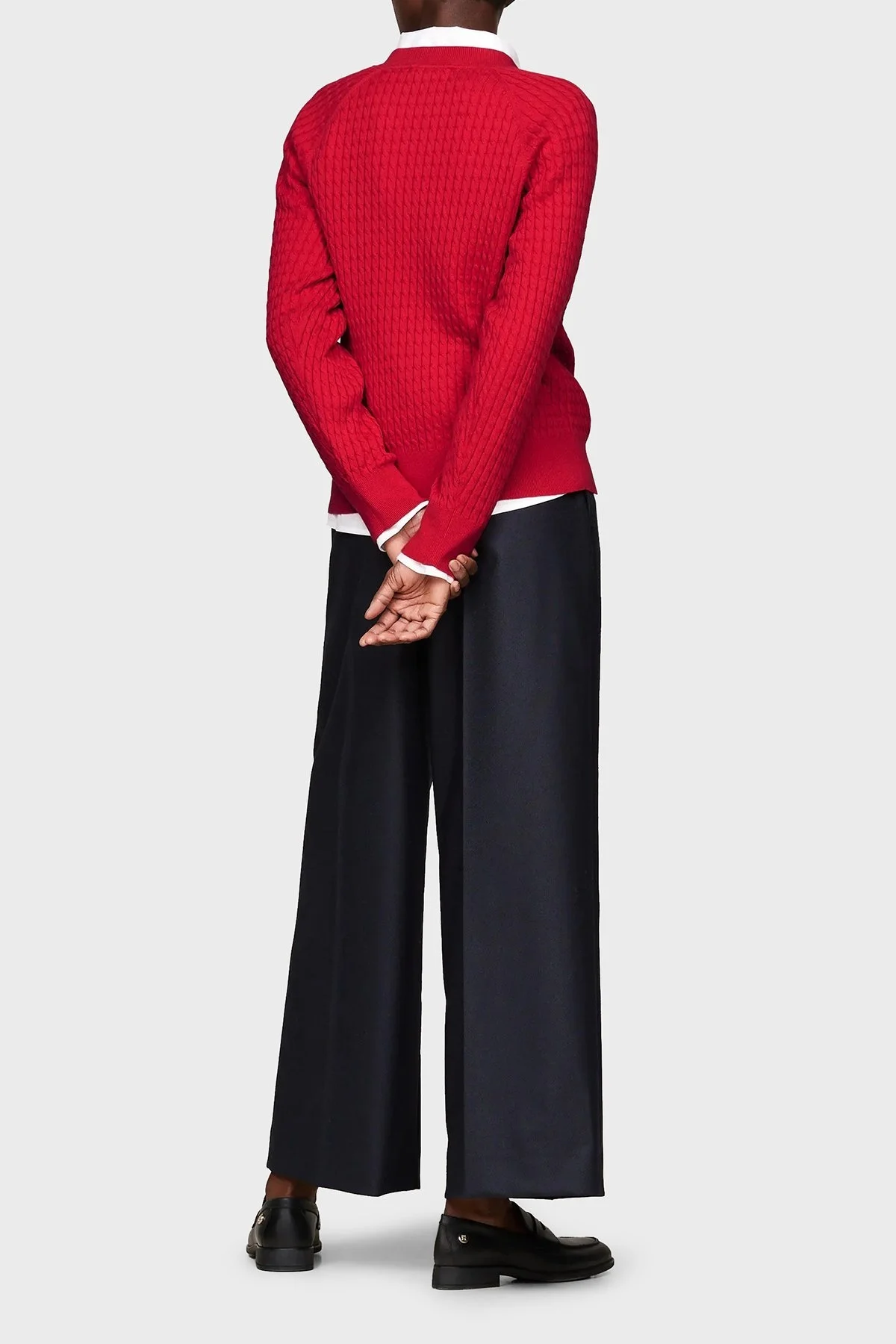 Tommy Hilfiger % 100 Pamuk Relaxed Fit Bisiklet Yaka Örme Bayan Kazak WW0WW41142 XLG KIRMIZI - 2