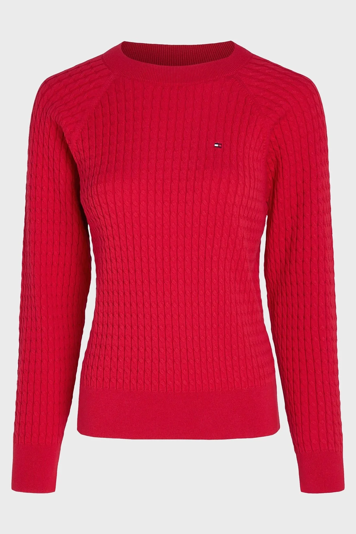 Tommy Hilfiger % 100 Pamuk Relaxed Fit Bisiklet Yaka Örme Bayan Kazak WW0WW41142 XLG KIRMIZI - 5