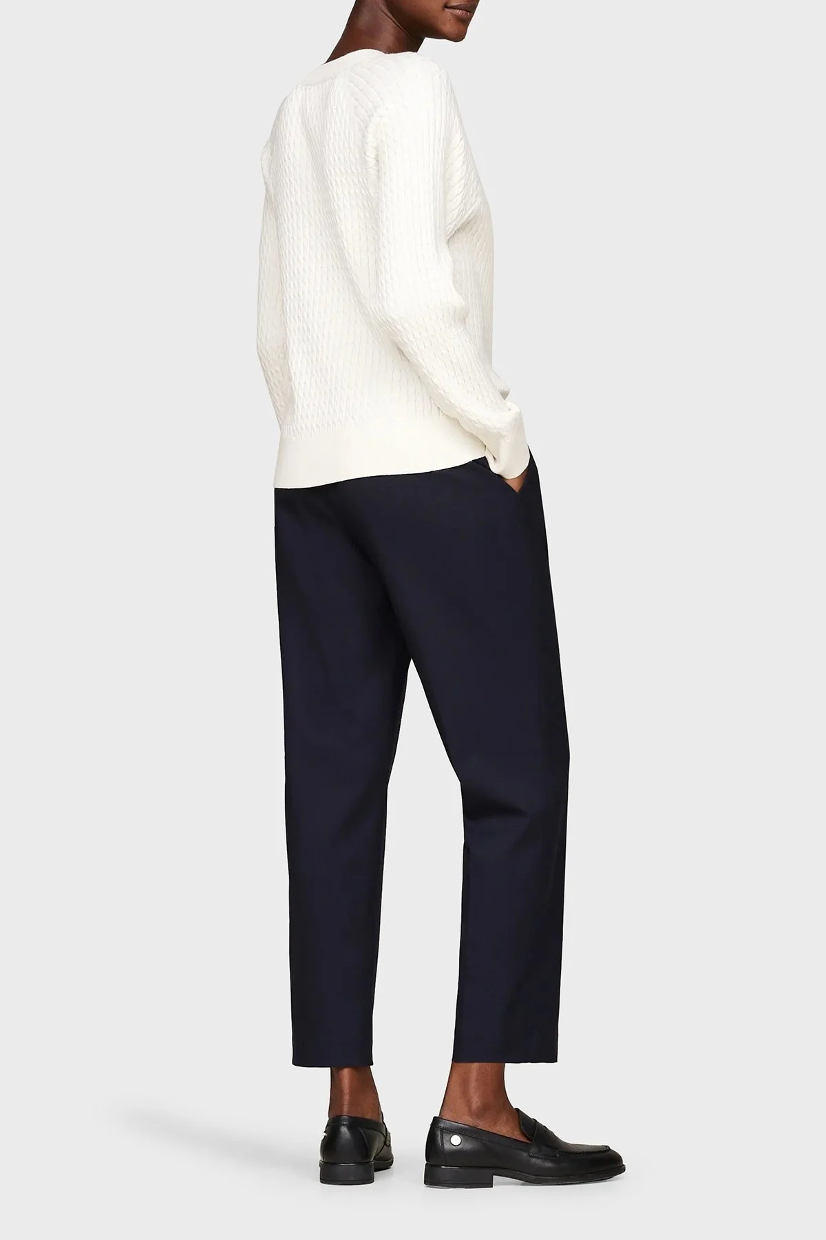 Tommy Hilfiger % 100 Pamuk Relaxed Fit Bisiklet Yaka Örme Bayan Kazak WW0WW41142 Z00 AÇIK BEJ - 2