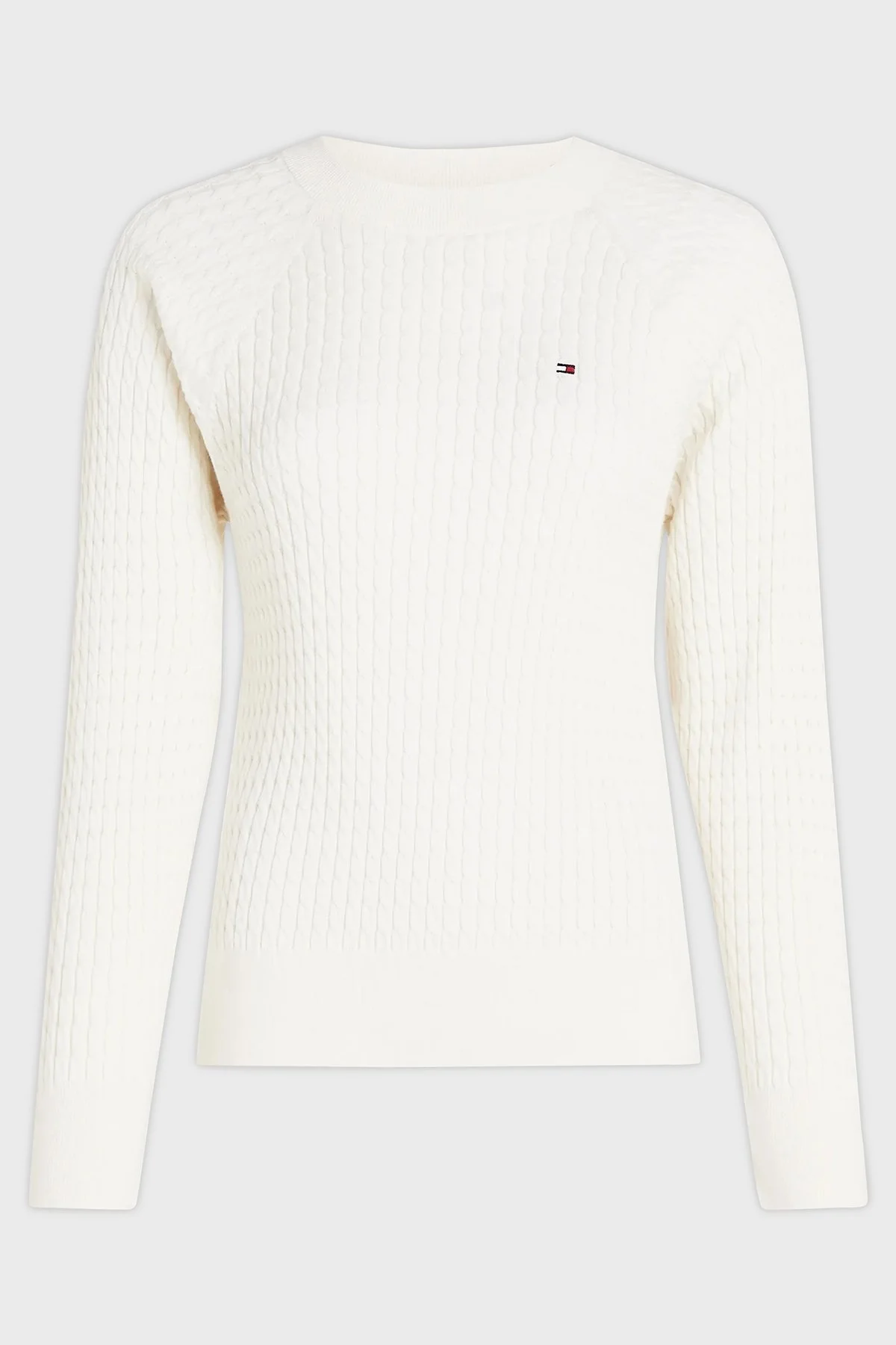 Tommy Hilfiger % 100 Pamuk Relaxed Fit Bisiklet Yaka Örme Bayan Kazak WW0WW41142 Z00 AÇIK BEJ - 5