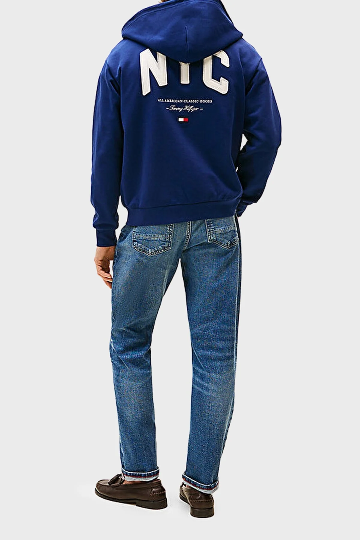 Tommy Hilfiger % 100 Pamuk Relaxed Fit Kapüşonlu Logolu Erkek Sweat MW0MW39683 C7G MAVİ - 3