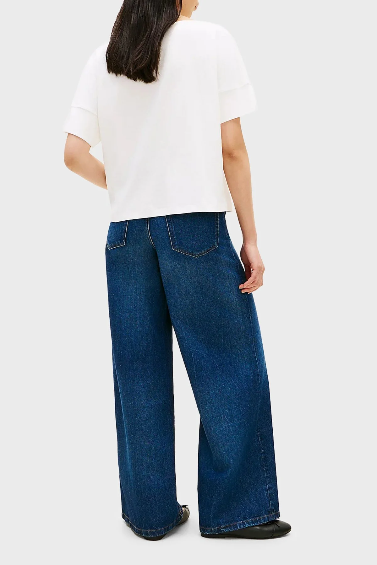 Tommy Hilfiger % 100 Pamuk Relaxed Fit Kayık Yaka Bayan T Shirt WW0WW49723 YBL BEYAZ - 3