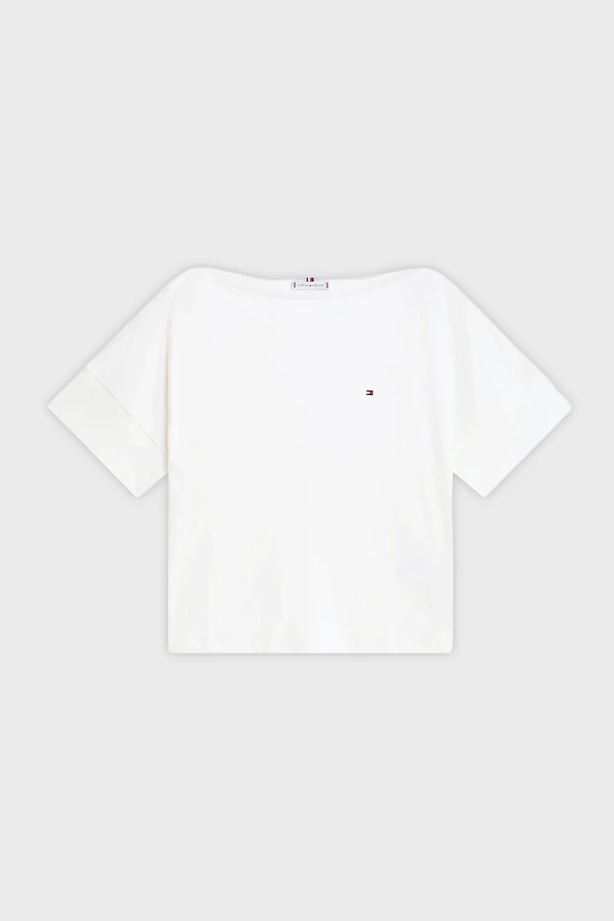 Tommy Hilfiger % 100 Pamuk Relaxed Fit Kayık Yaka Bayan T Shirt WW0WW49723 YBL BEYAZ - 5