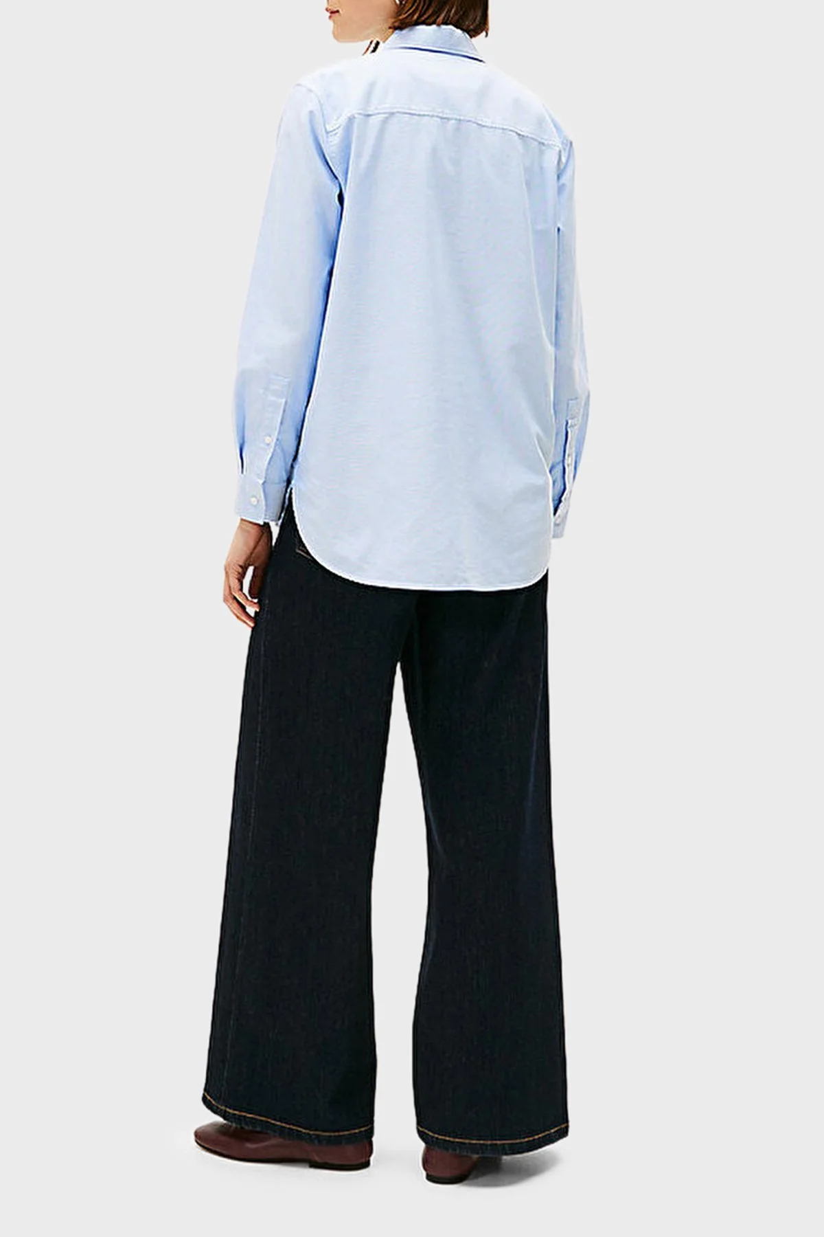 Tommy Hilfiger % 100 Pamuk Relaxed Fit Uzun Kollu Bayan Gömlek WW0WW46111 0YC AÇIK MAVİ - 3