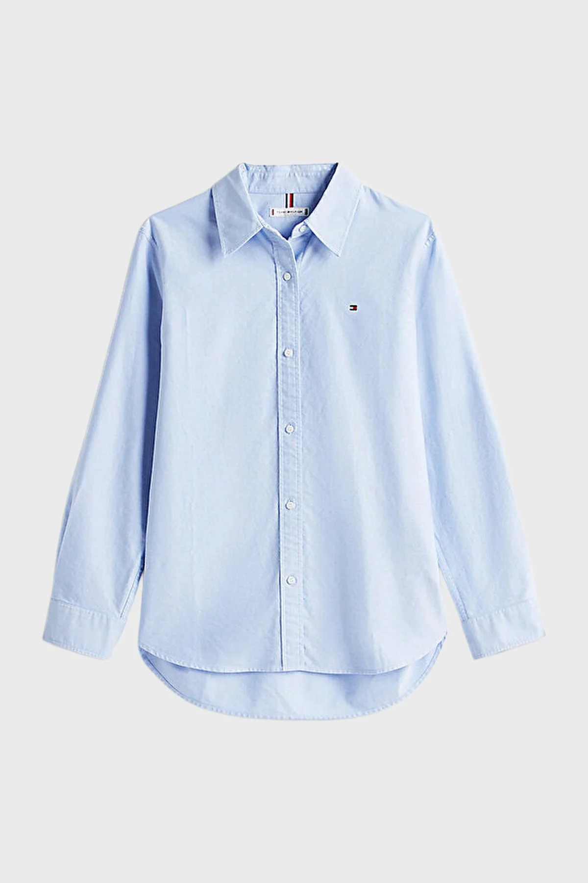 Tommy Hilfiger % 100 Pamuk Relaxed Fit Uzun Kollu Bayan Gömlek WW0WW46111 0YC AÇIK MAVİ - 5