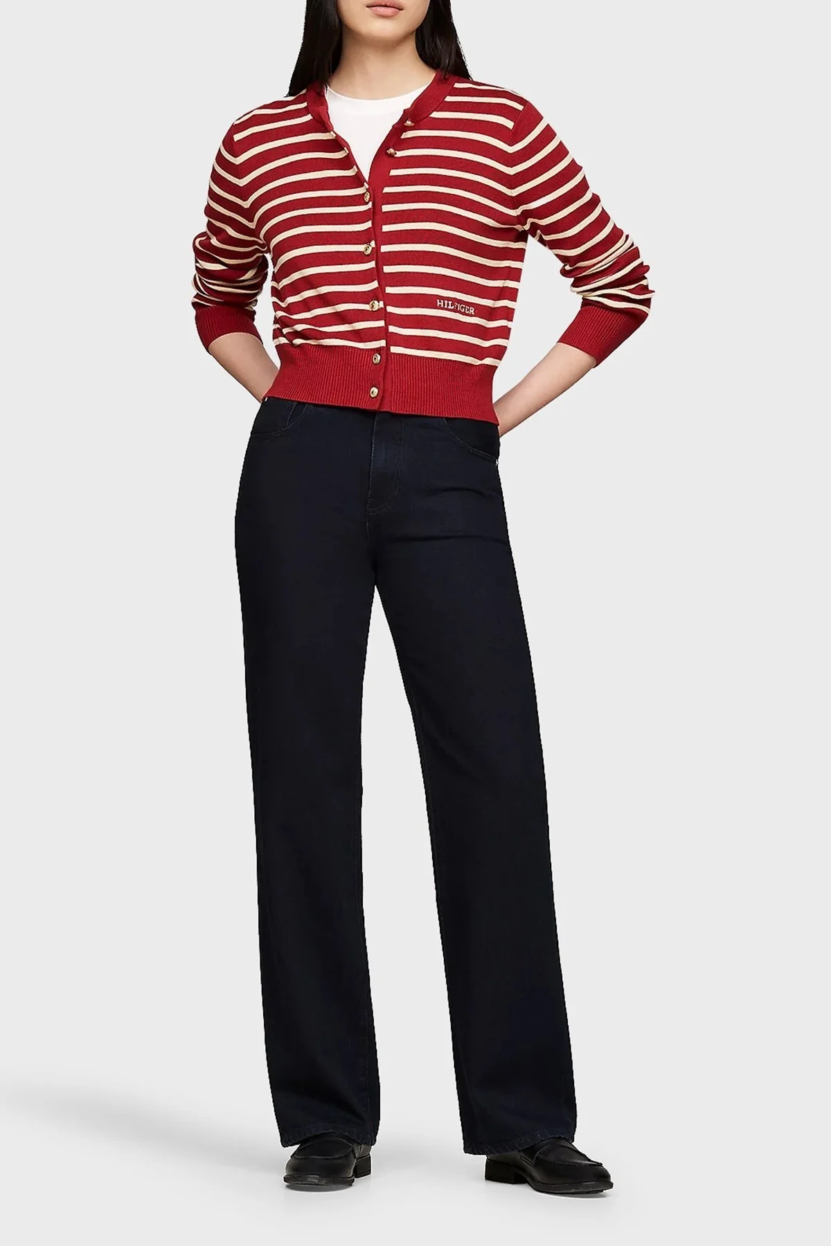 Tommy Hilfiger % 100 Pamuk Relaxed Fit Yüksek Bel Jeans Bayan Kot Pantolon WW0WW42810 1BN LACİVERT - 7