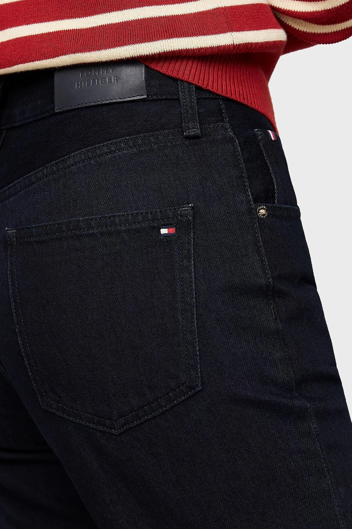 Tommy Hilfiger % 100 Pamuk Relaxed Fit Yüksek Bel Jeans Bayan Kot Pantolon WW0WW42810 1BN LACİVERT - 8