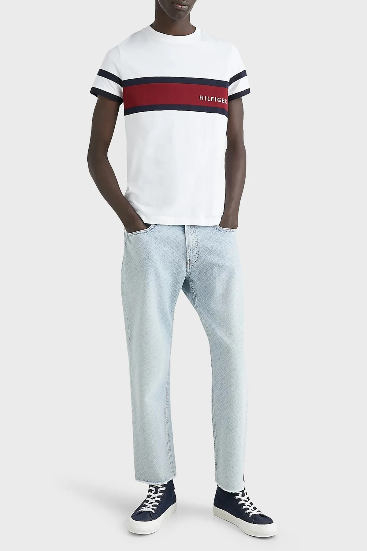 Tommy Hilfiger % 100 Pamuk Slim Fit Bisiklet Yaka Erkek T Shirt MW0MW29282 YBR BEYAZ - 2