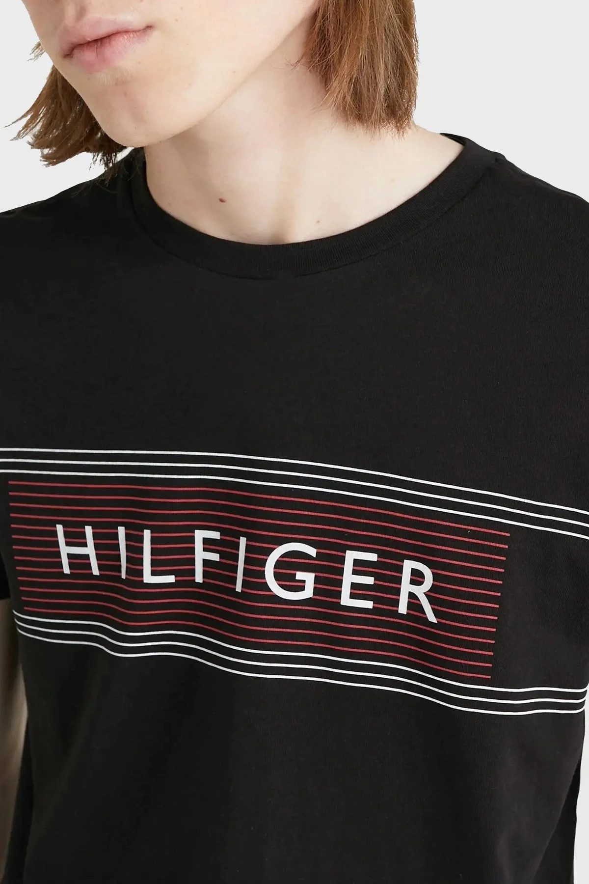 Tommy Hilfiger % 100 Pamuk Slim Fit Bisiklet Yaka Erkek T Shirt MW0MW30035 BDS SİYAH - 2
