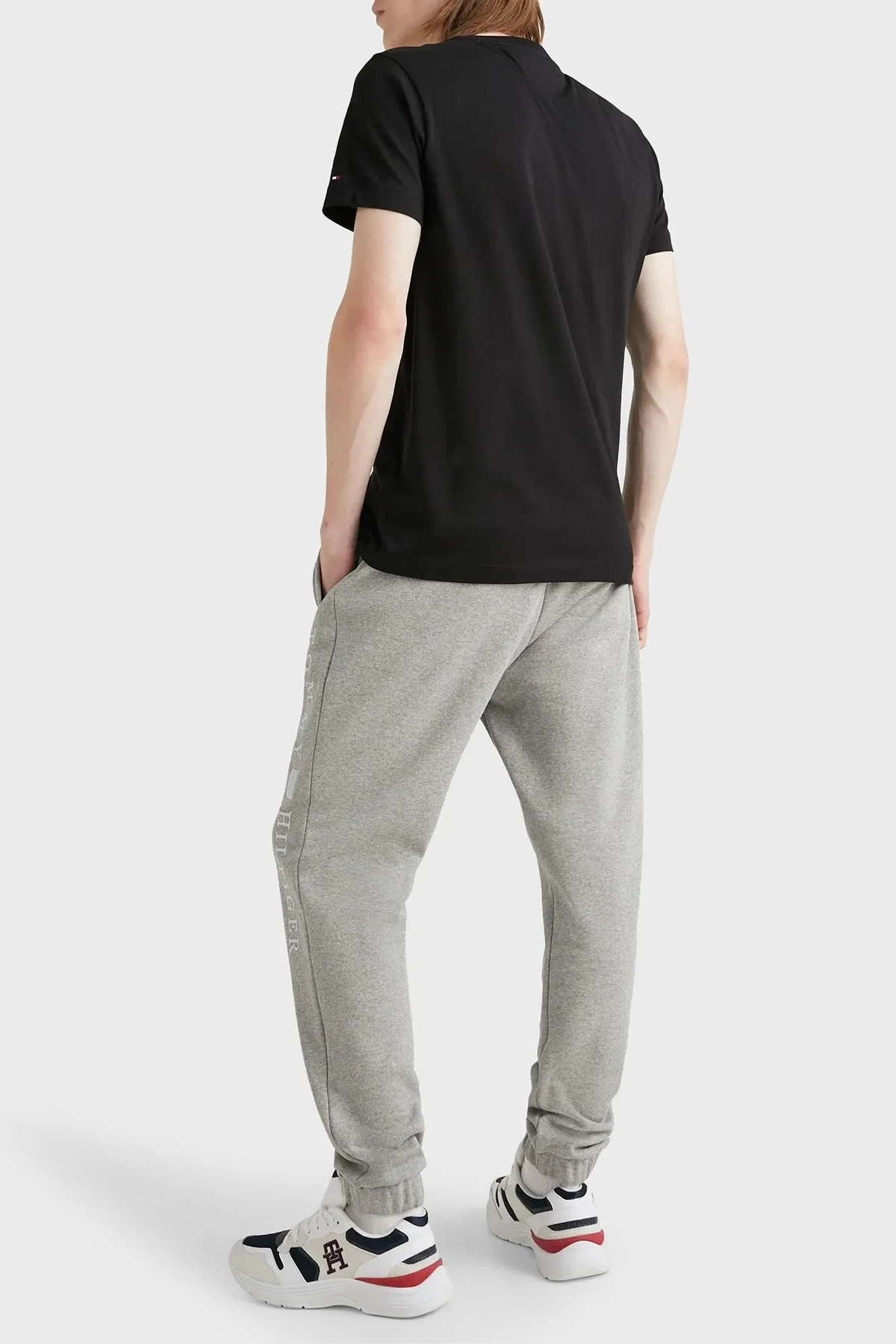 Tommy Hilfiger % 100 Pamuk Slim Fit Bisiklet Yaka Erkek T Shirt MW0MW30035 BDS SİYAH - 5