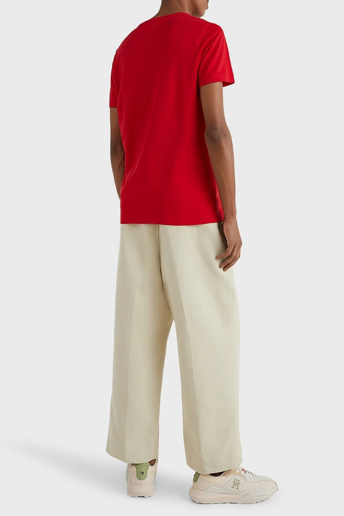 Tommy Hilfiger % 100 Pamuk Slim Fit Bisiklet Yaka Erkek T Shirt MW0MW30035 XLG KIRMIZI - 4