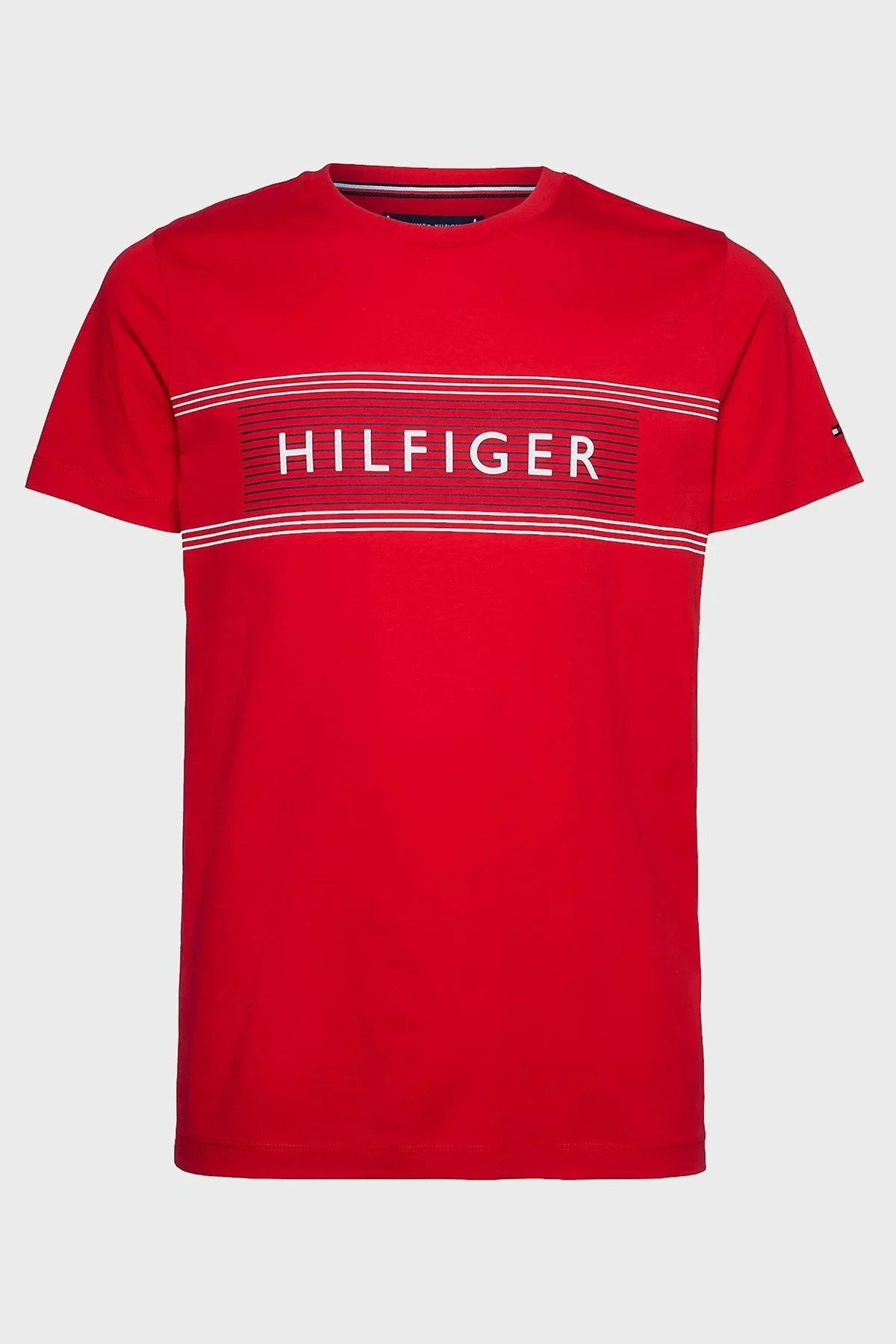 Tommy Hilfiger % 100 Pamuk Slim Fit Bisiklet Yaka Erkek T Shirt MW0MW30035 XLG KIRMIZI - 5