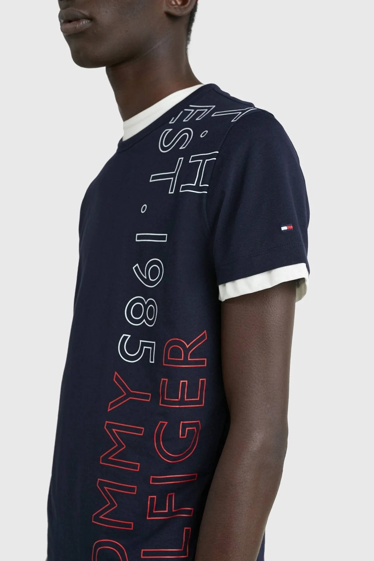 Tommy Hilfiger % 100 Pamuk Slim Fit Bisiklet Yaka Erkek T Shirt MW0MW30038 DW5 LACİVERT - 3