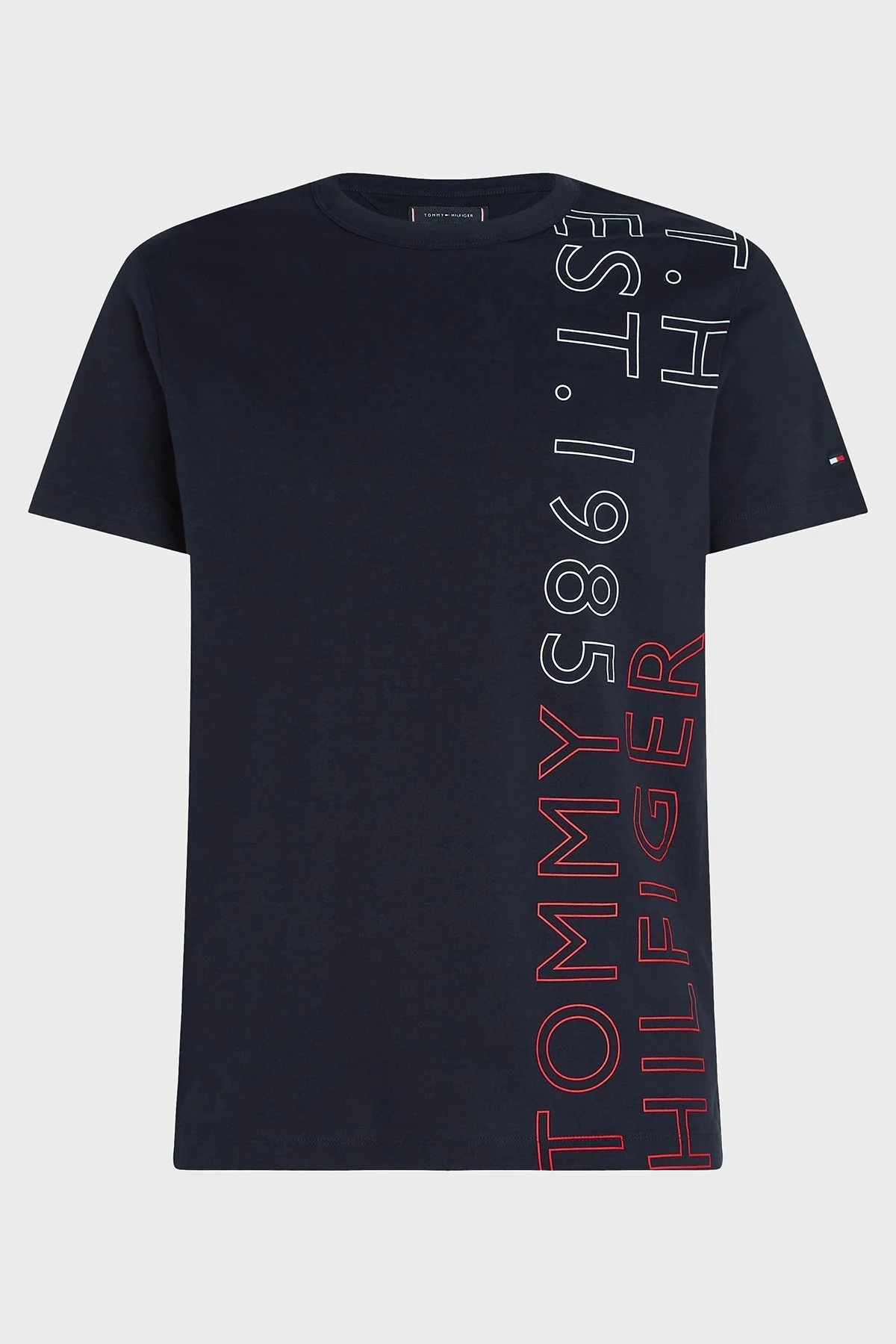 Tommy Hilfiger % 100 Pamuk Slim Fit Bisiklet Yaka Erkek T Shirt MW0MW30038 DW5 LACİVERT - 5