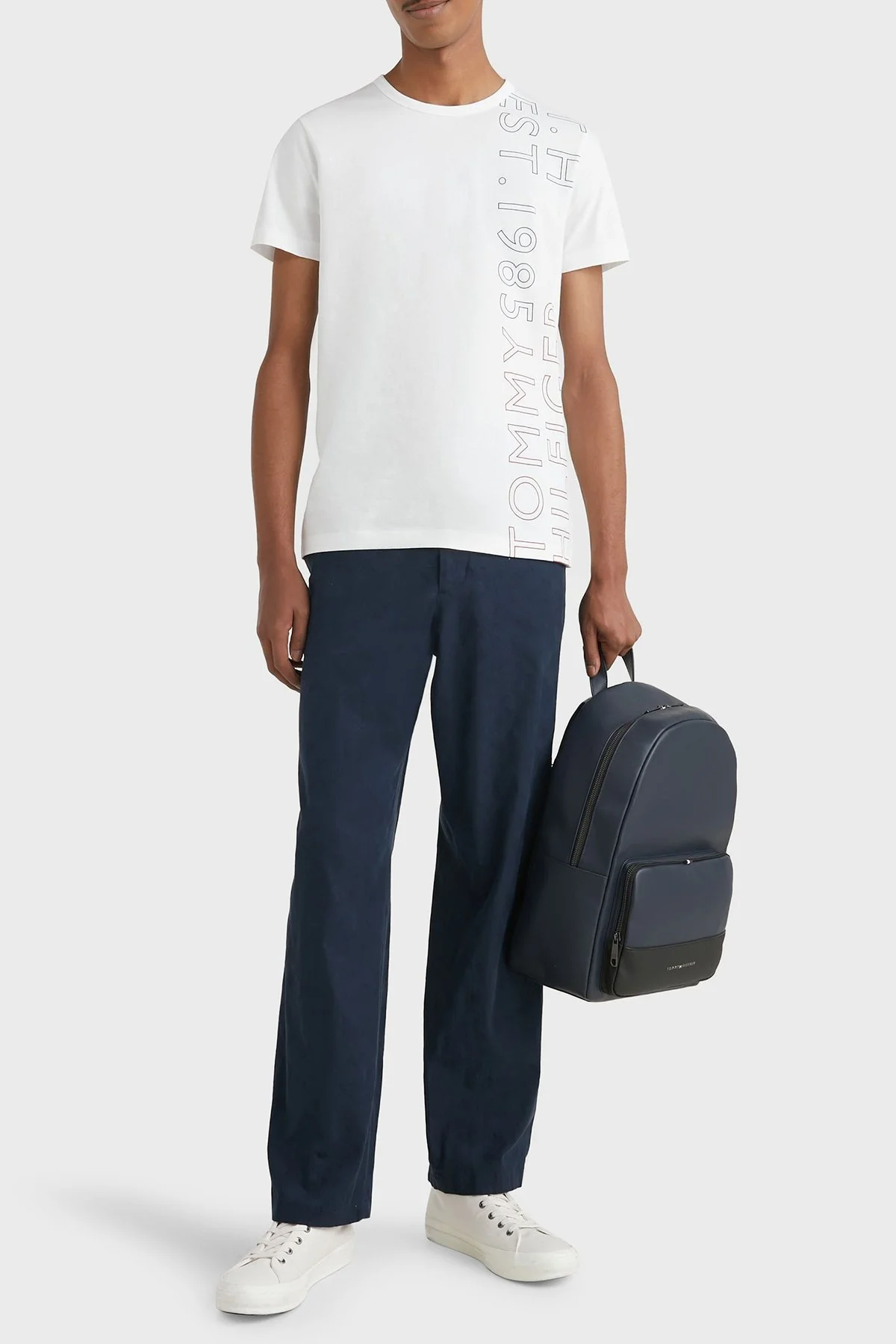 Tommy Hilfiger % 100 Pamuk Slim Fit Bisiklet Yaka Erkek T Shirt MW0MW30038 YBR BEYAZ - 2