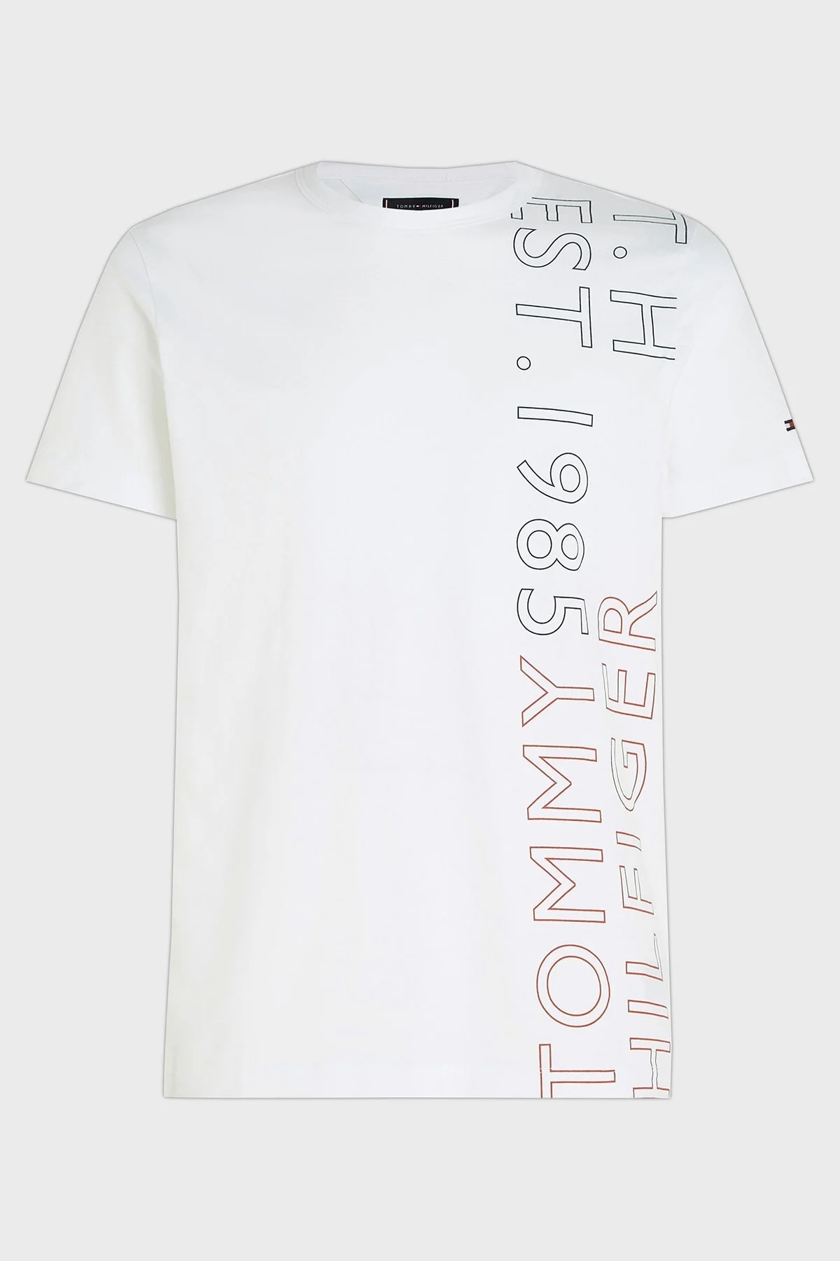 Tommy Hilfiger % 100 Pamuk Slim Fit Bisiklet Yaka Erkek T Shirt MW0MW30038 YBR BEYAZ - 5