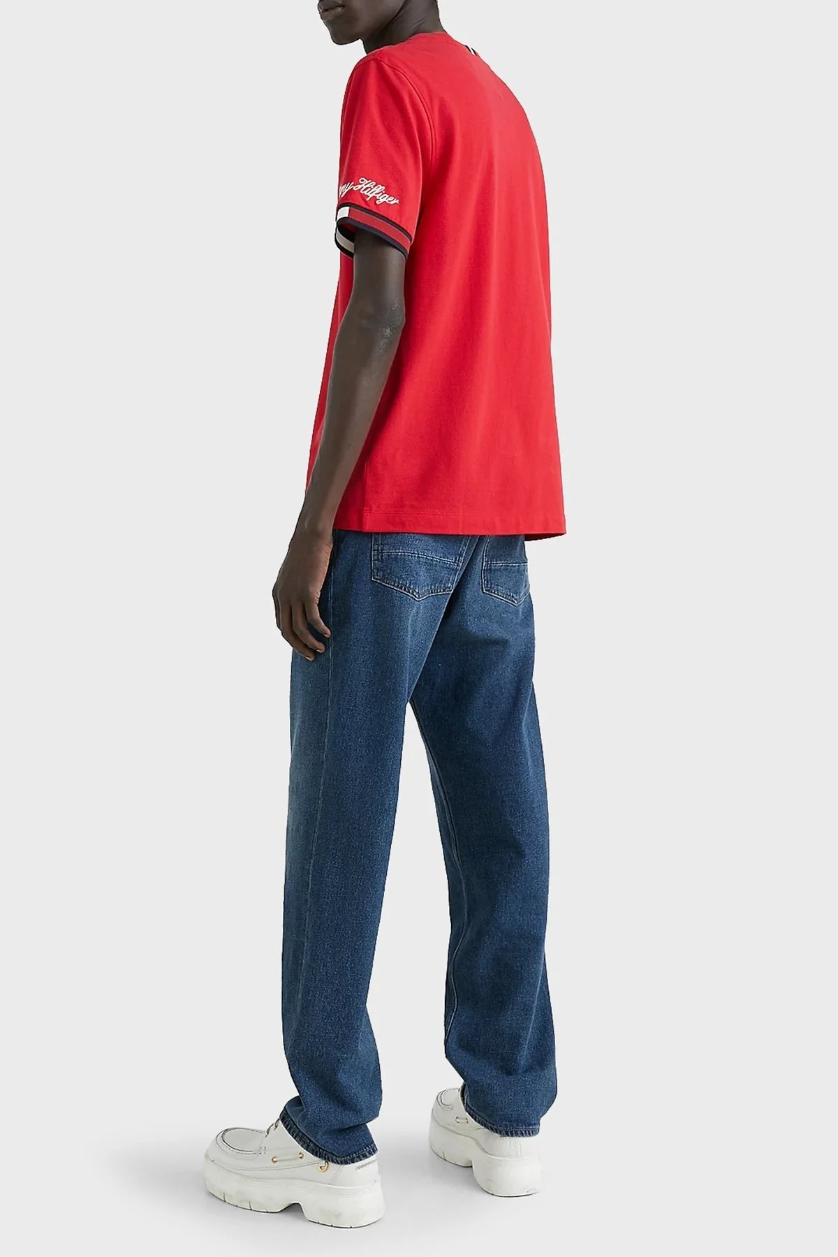 Tommy Hilfiger % 100 Pamuk Slim Fit Bisiklet Yaka Erkek T Shirt MW0MW30039 XLG KIRMIZI - 3