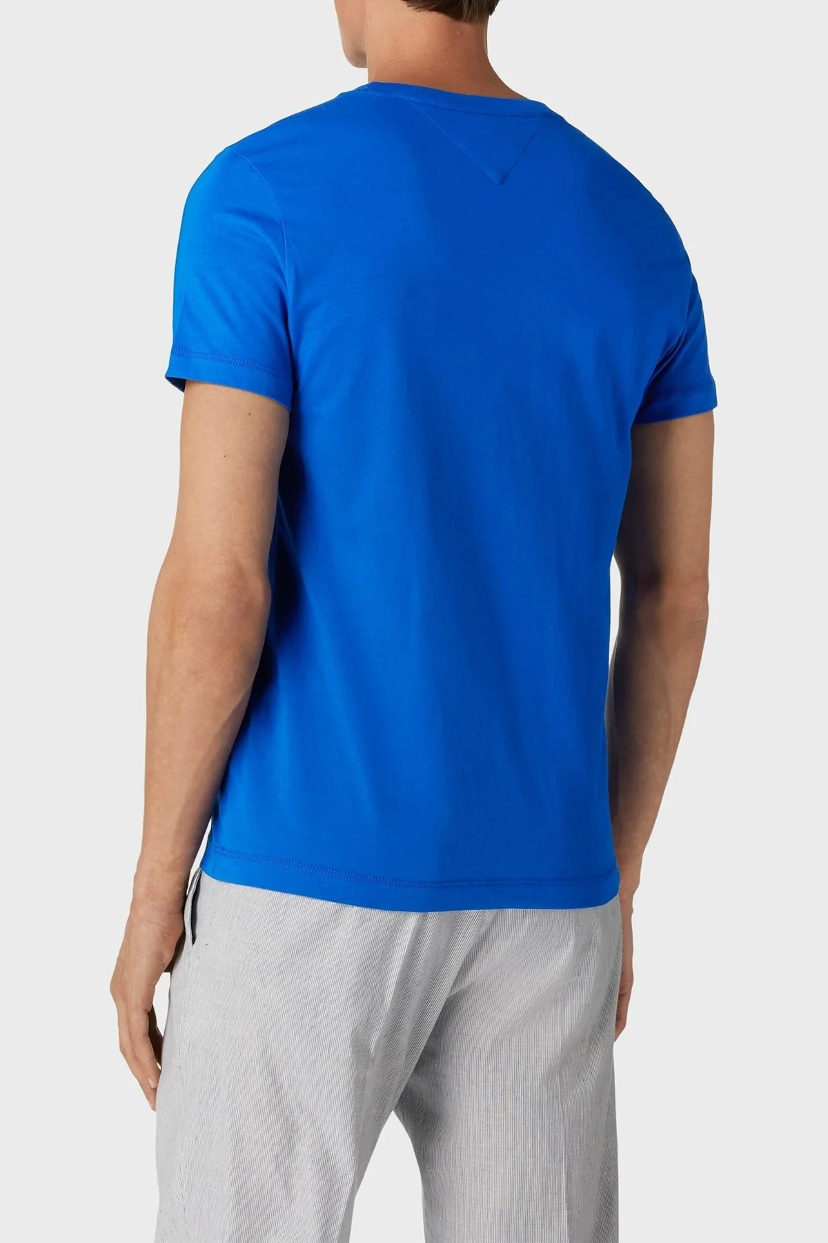 Tommy Hilfiger % 100 Pamuk Slim Fit Bisiklet Yaka Erkek T Shirt MW0MW31535 C66 MAVİ - 2