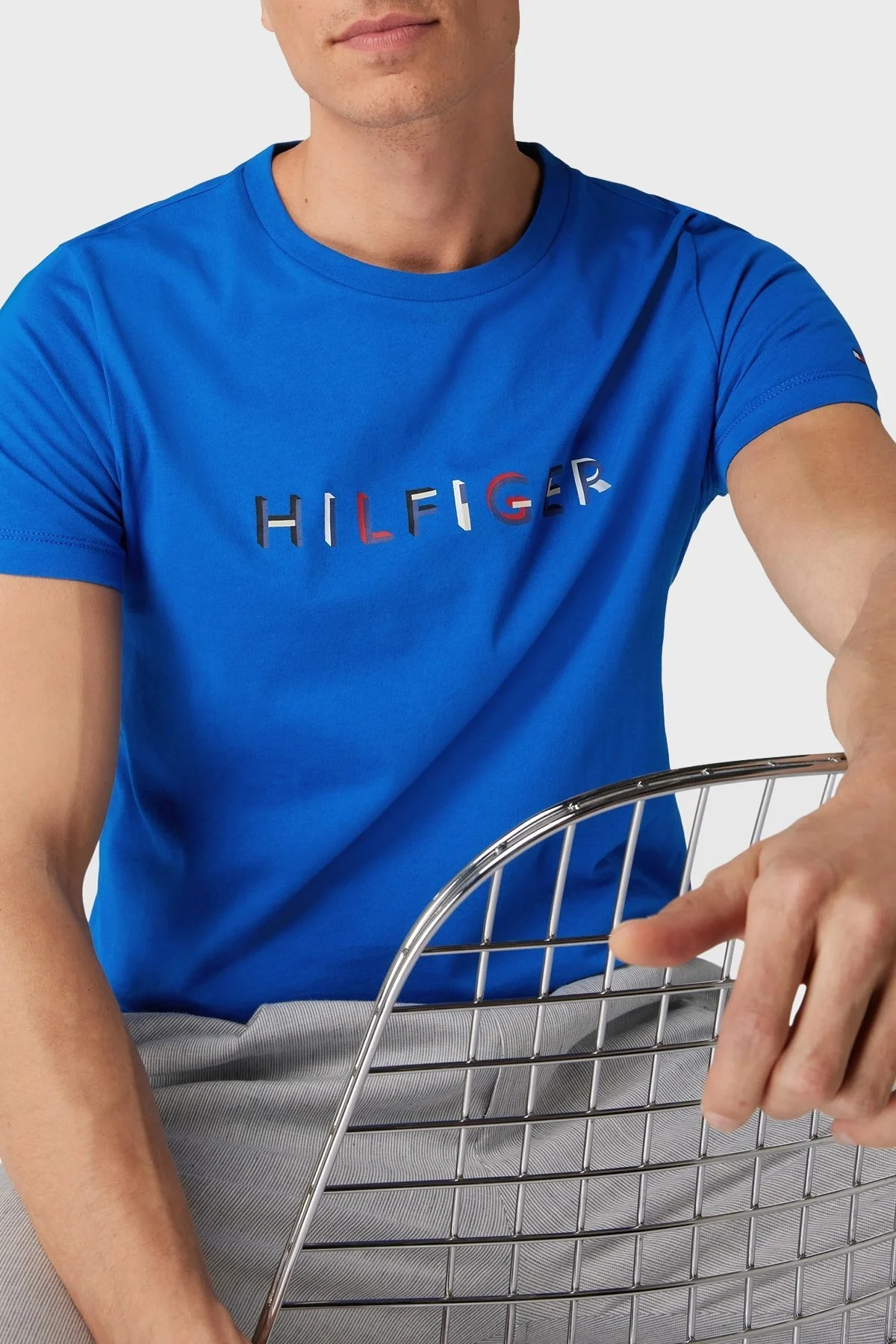 Tommy Hilfiger % 100 Pamuk Slim Fit Bisiklet Yaka Erkek T Shirt MW0MW31535 C66 MAVİ - 3