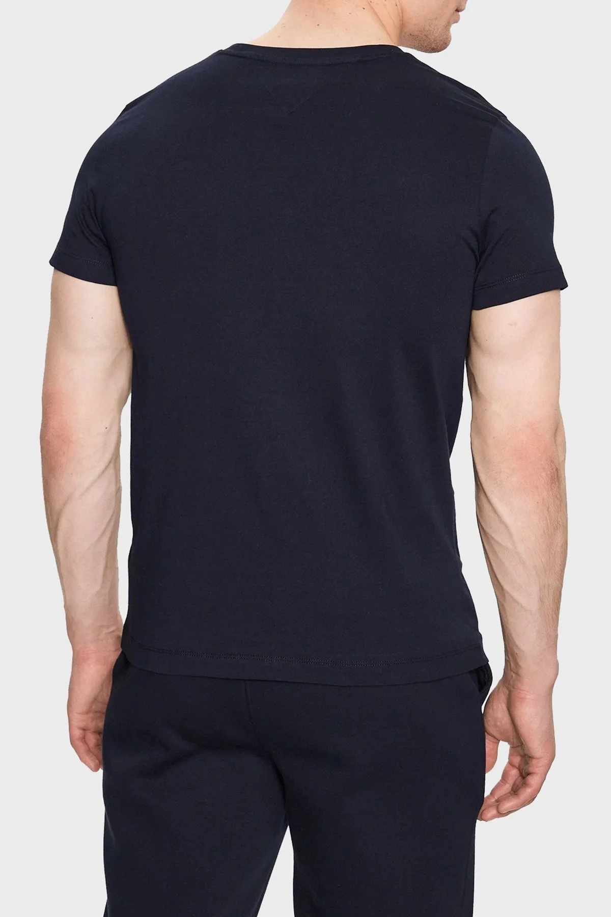 Tommy Hilfiger % 100 Pamuk Slim Fit Bisiklet Yaka Erkek T Shirt MW0MW31535 DW5 LACİVERT - 3