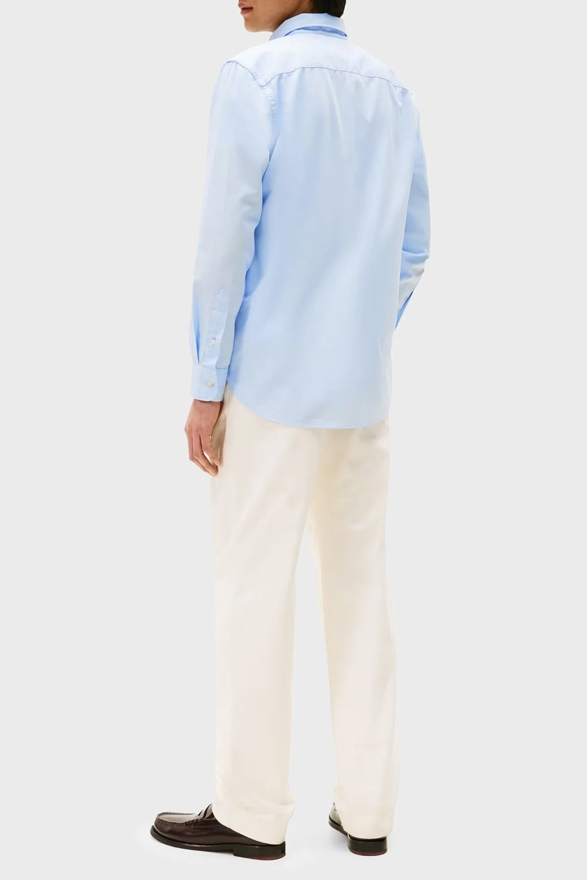 Tommy Hilfiger % 100 Pamuk Slim Fit Düğmeli Yaka Erkek Gömlek MW0MW37578 C3Q AÇIK MAVİ - 3