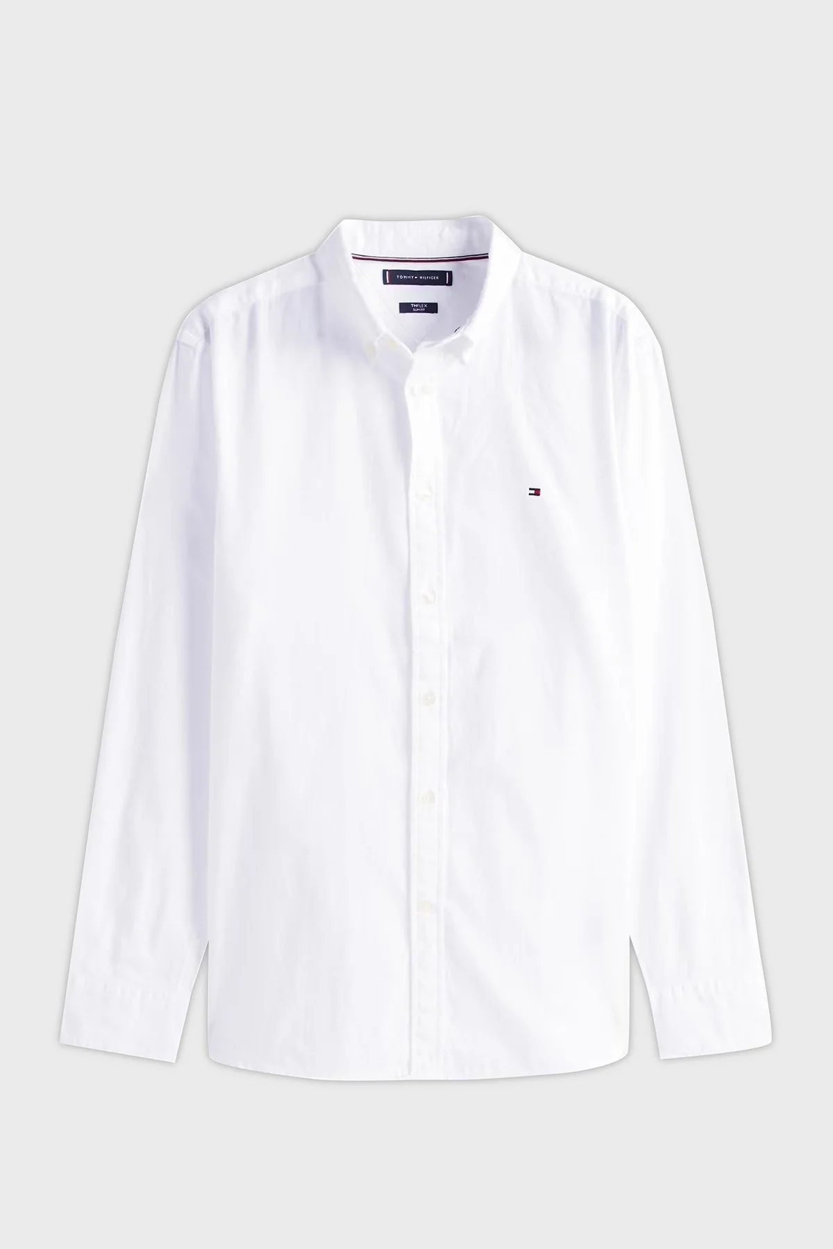 Tommy Hilfiger % 100 Pamuk Slim Fit Düğmeli Yaka Erkek Gömlek MW0MW37578 YCF BEYAZ - 5