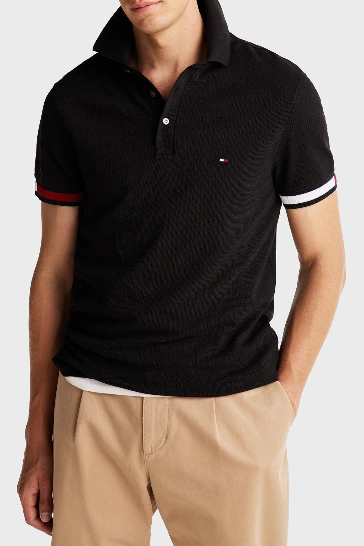 Tommy Hilfiger % 100 Pamuk Slim Fit Erkek Polo Yaka T Shirt MW0MW37518 BDS SİYAH - 6