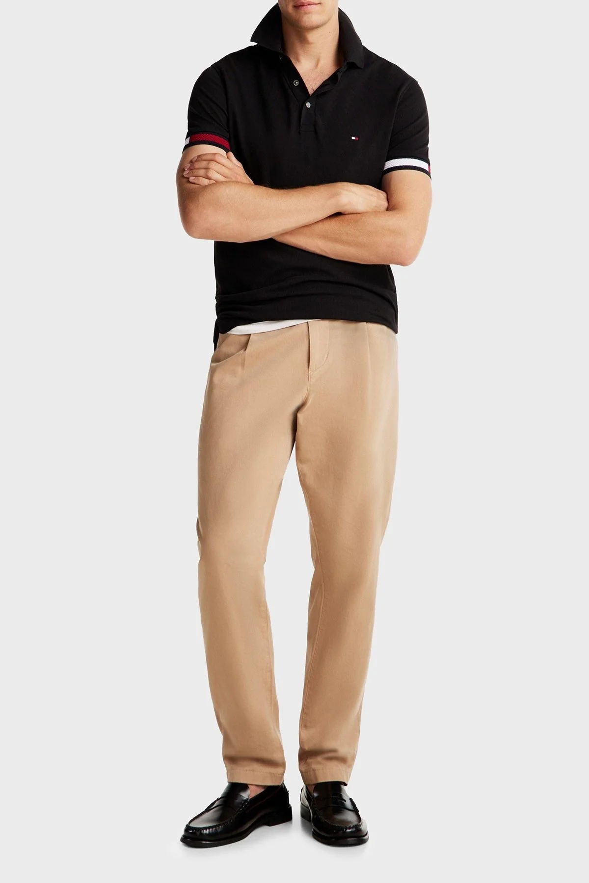 Tommy Hilfiger % 100 Pamuk Slim Fit Erkek Polo Yaka T Shirt MW0MW37518 BDS SİYAH - 7