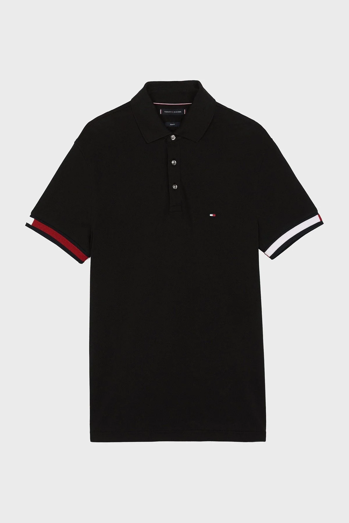 Tommy Hilfiger % 100 Pamuk Slim Fit Erkek Polo Yaka T Shirt MW0MW37518 BDS SİYAH - 10