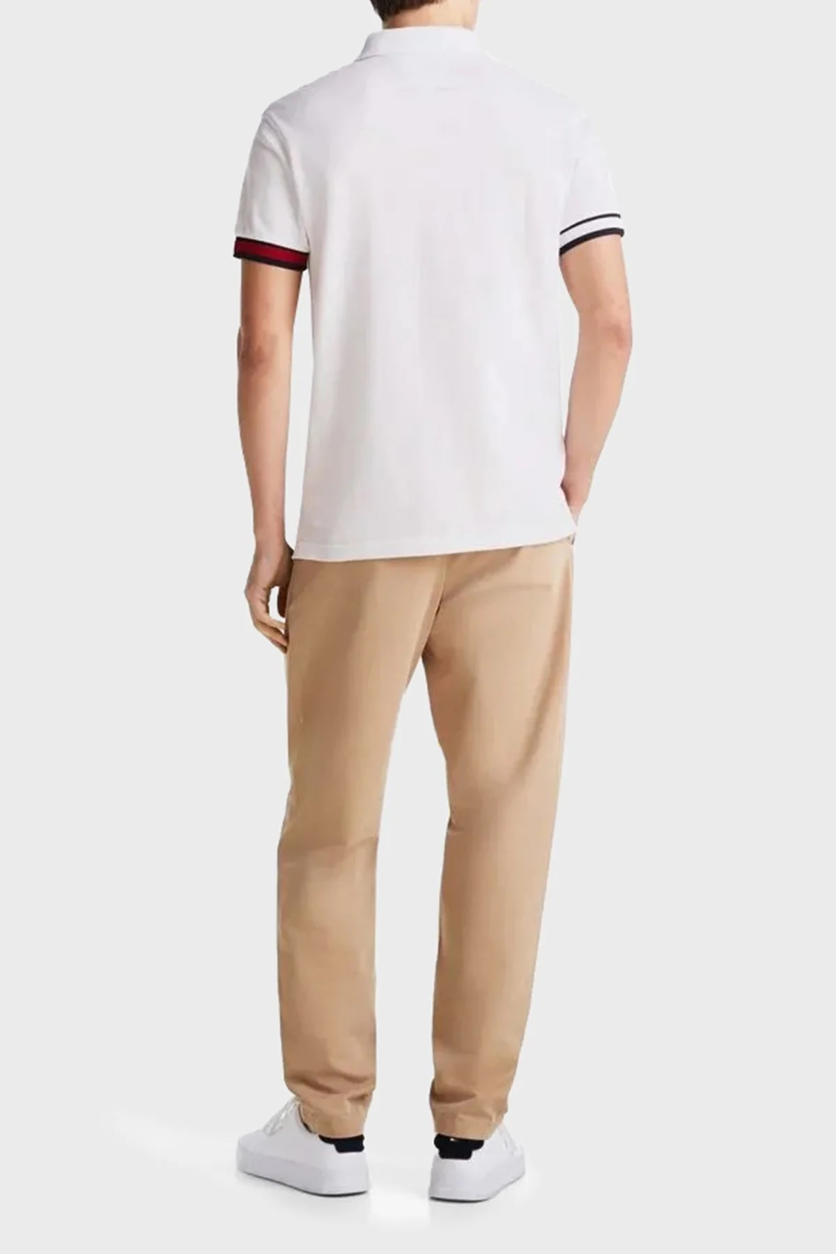 Tommy Hilfiger %100 Pamuk Slim Fit Erkek Polo Yaka T Shirt MW0MW37518 YBR BEYAZ - 5