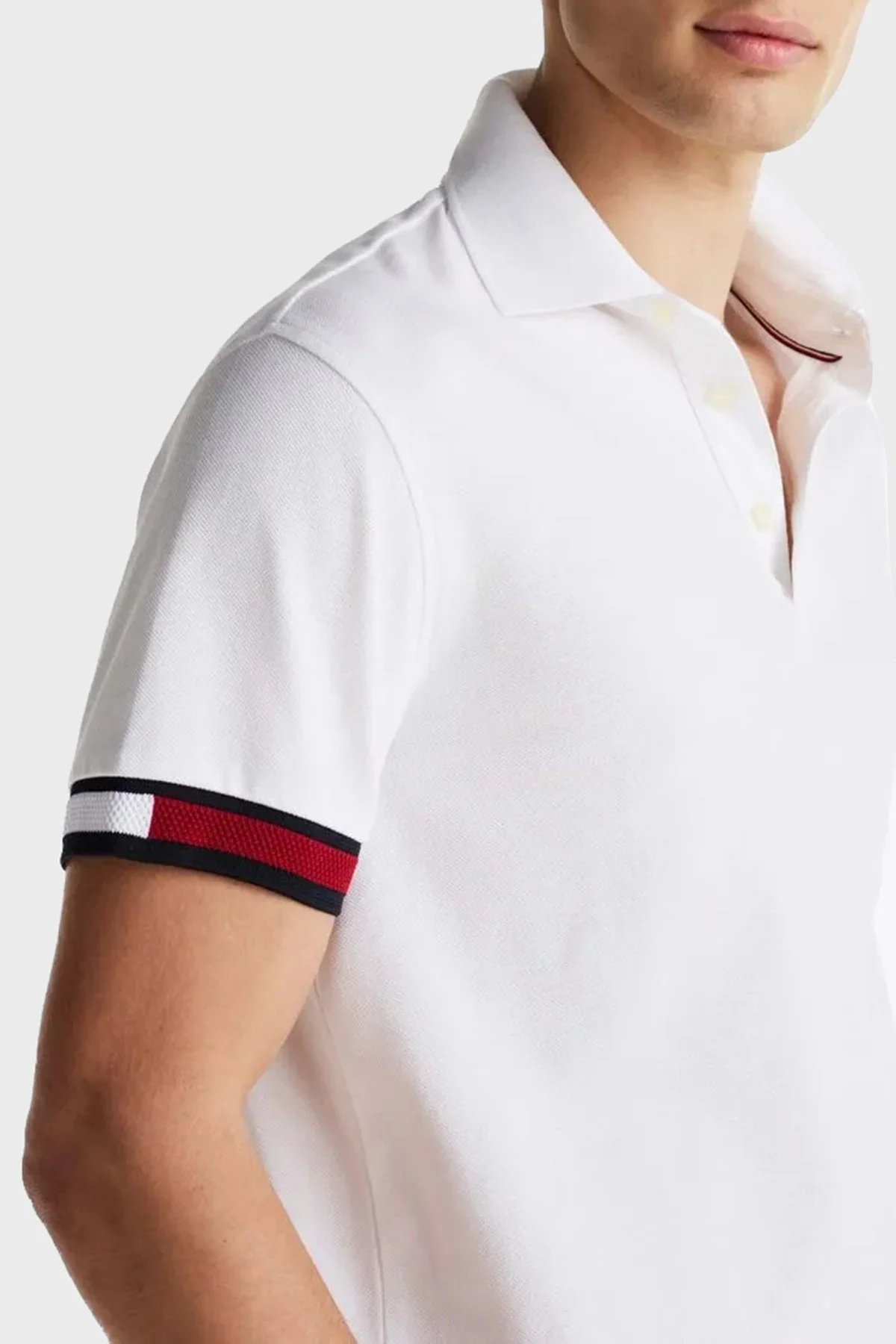 Tommy Hilfiger %100 Pamuk Slim Fit Erkek Polo Yaka T Shirt MW0MW37518 YBR BEYAZ - 6