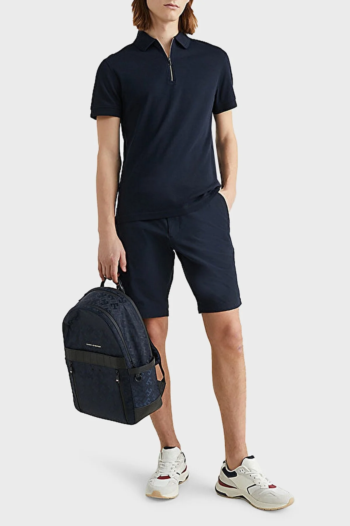 Tommy Hilfiger % 100 Pamuk Slim Fit Fermuarlı Erkek Polo T Shirt MW0MW30762 DW5 LACİVERT - 2