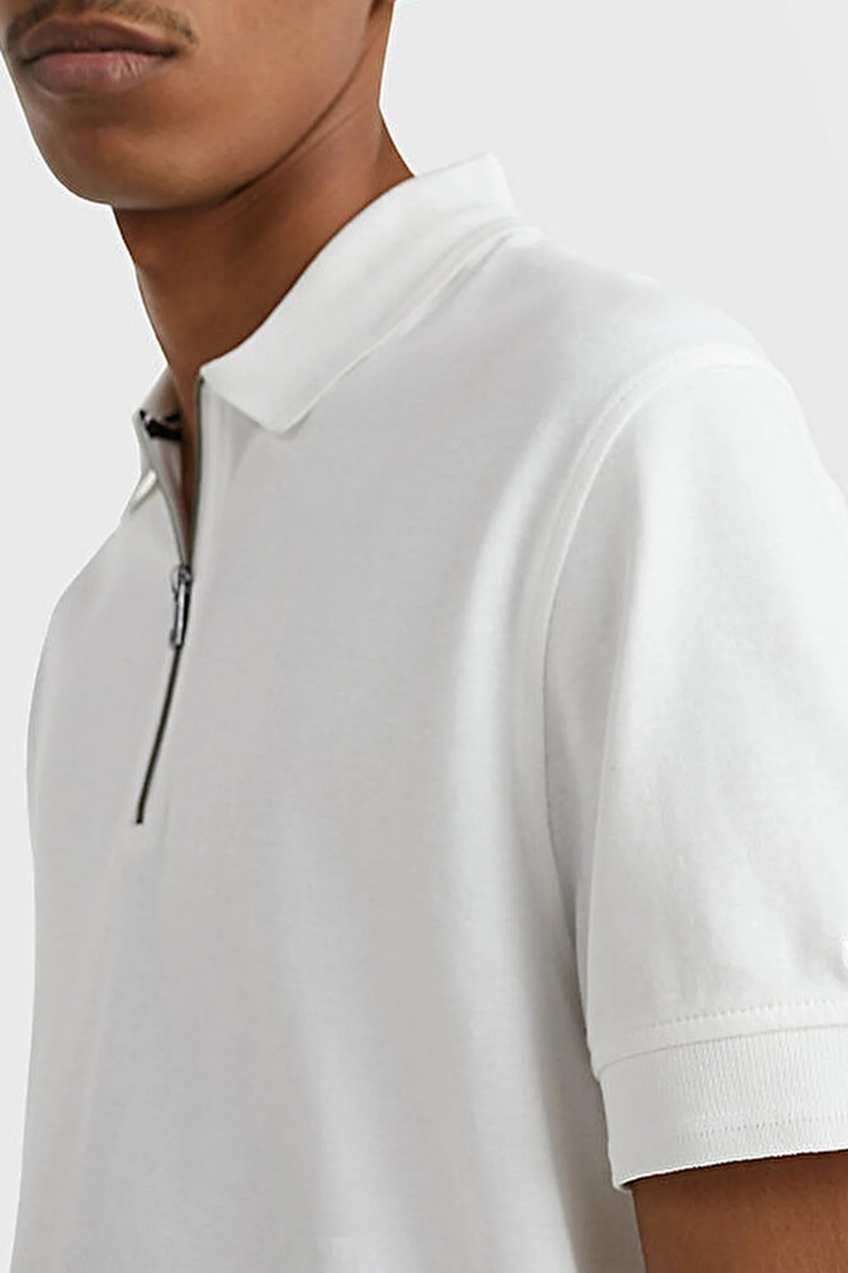 Tommy Hilfiger % 100 Pamuk Slim Fit Fermuarlı Erkek Polo T Shirt MW0MW30762 YBR BEYAZ - 1