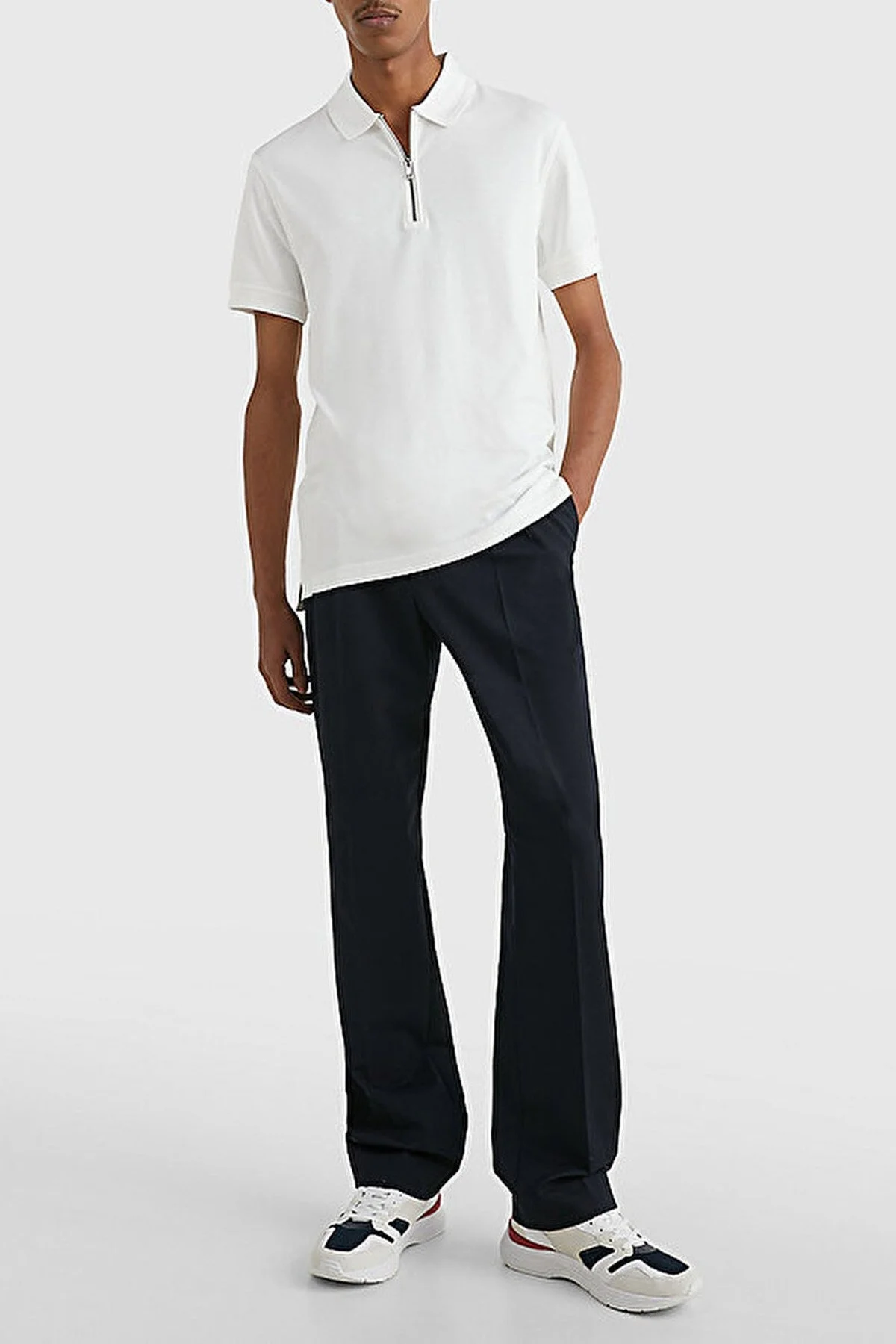 Tommy Hilfiger % 100 Pamuk Slim Fit Fermuarlı Erkek Polo T Shirt MW0MW30762 YBR BEYAZ - 4