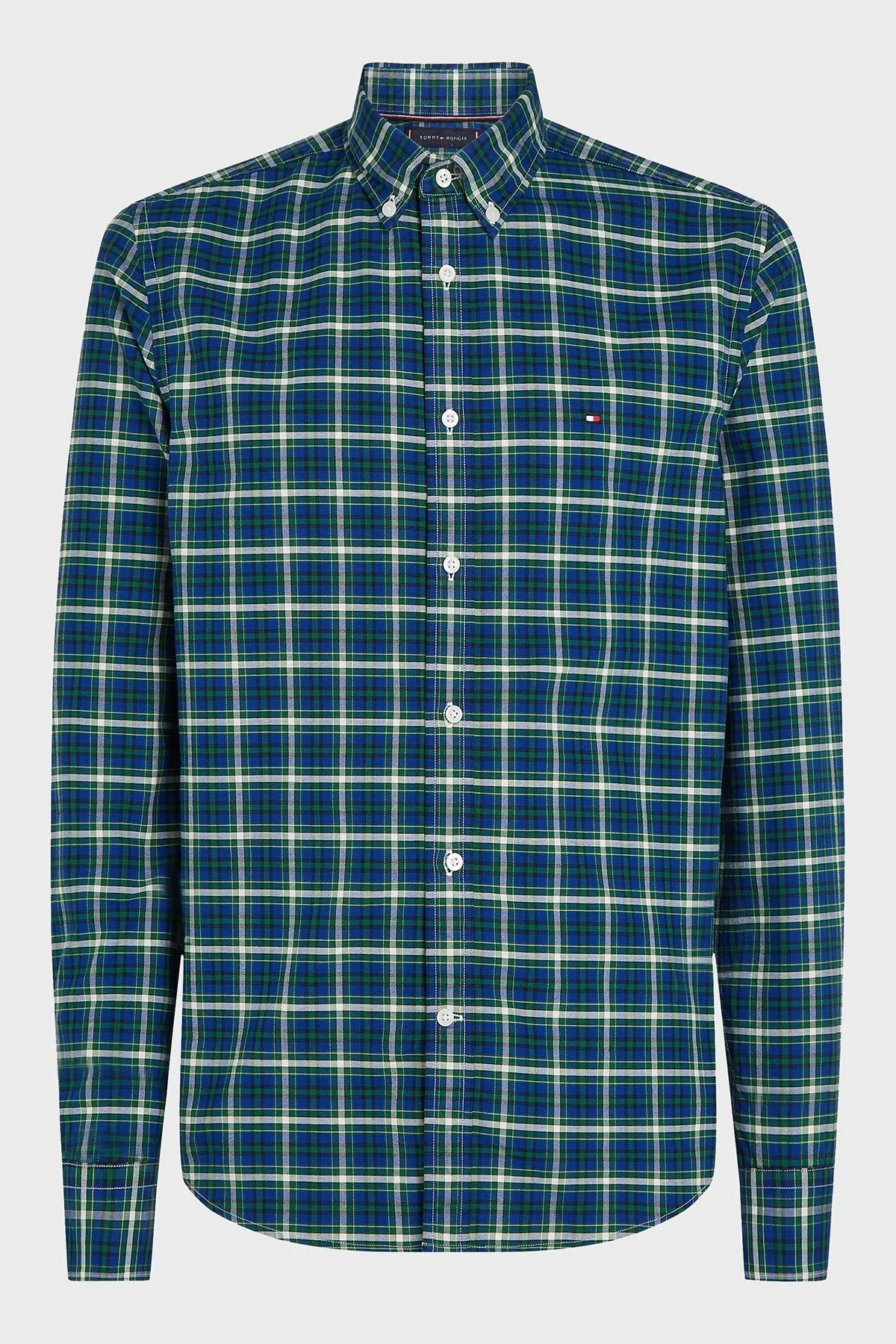 Tommy Hilfiger % 100 Pamuk Slim Fit Kareli Erkek Gömlek MW0MW37567 0H7 KOYU YEŞİL - 9