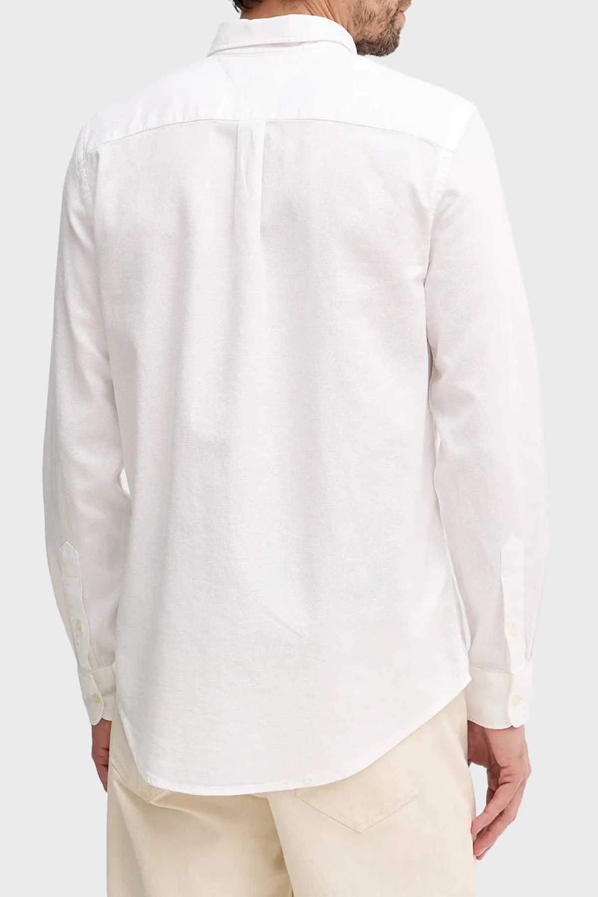 Tommy Hilfiger % 100 Pamuk Slim Fit Klasik Yaka Erkek Gömlek MW0MW41684 YBR BEYAZ - 3