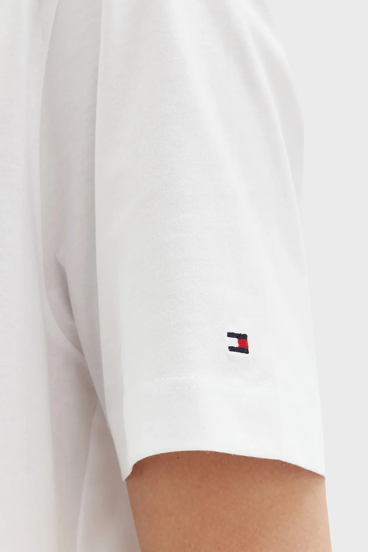 Tommy Hilfiger % 100 Pamuk Relaxed Fit Sıfır Yaka Bayan T Shirt WW0WW45525 YCF BEYAZ - 8