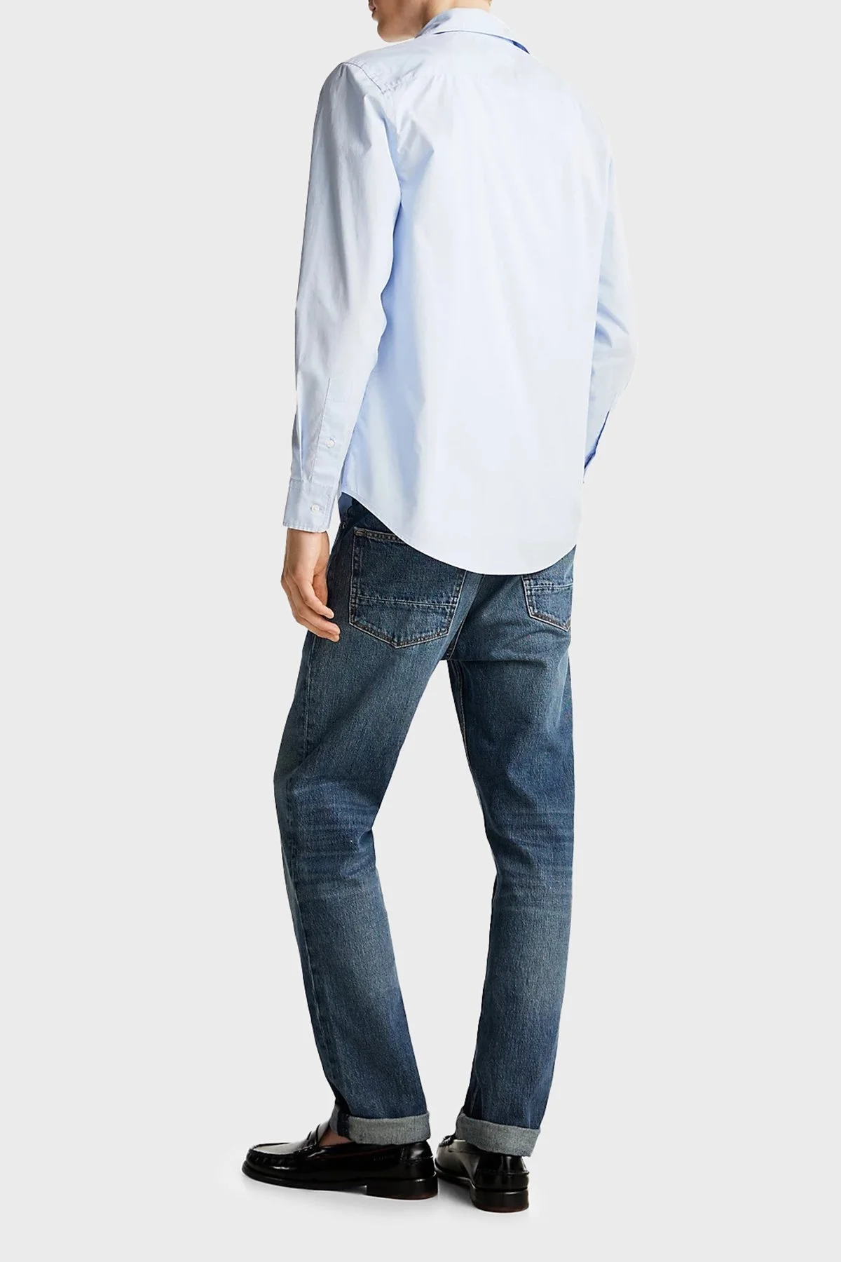 Tommy Hilfiger % 100 Pamuk Slim Fit Uzun Kollu Erkek Gömlek MW0MW38137 C3Q AÇIK MAVİ - 8