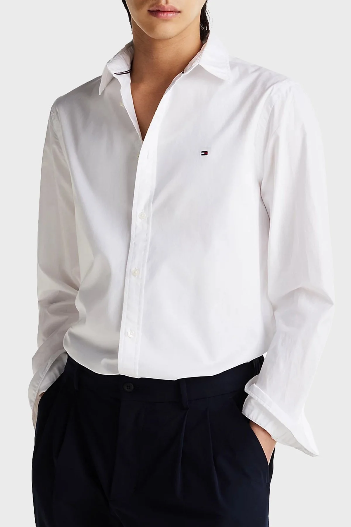 Tommy Hilfiger % 100 Pamuk Slim Fit Uzun Kollu Erkek Gömlek MW0MW38137 YCF BEYAZ - 6