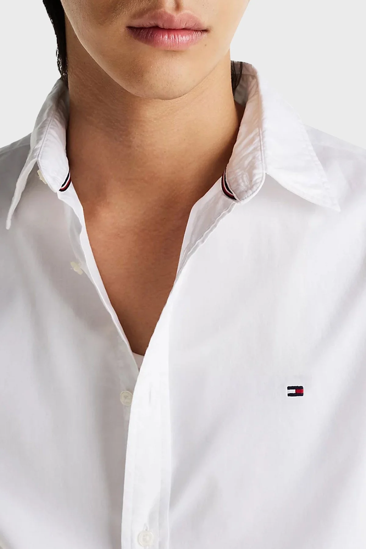 Tommy Hilfiger % 100 Pamuk Slim Fit Uzun Kollu Erkek Gömlek MW0MW38137 YCF BEYAZ - 9