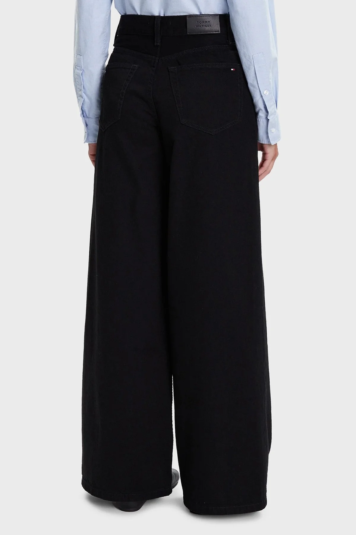 Tommy Hilfiger % 100 Pamuk Wide Leg Yüksek Bel Geniş Paça Jeans Bayan Kot Pantolon WW0WW48254 1BY SİYAH - 3