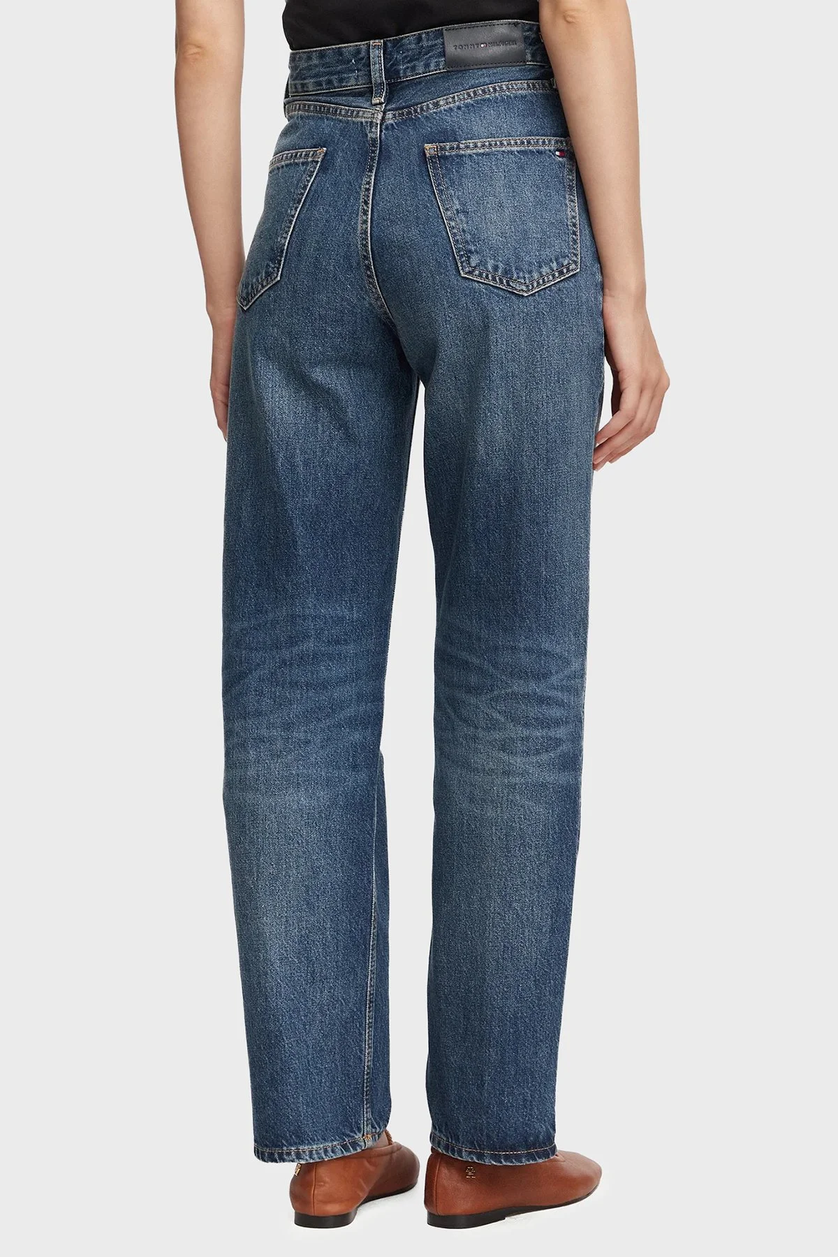 Tommy Hilfiger %100 Pamuk Yüksek Bel Daralan Paça Jeans Kadın Kot Pantolon WW0WW49960 1A9 Mavi - 3